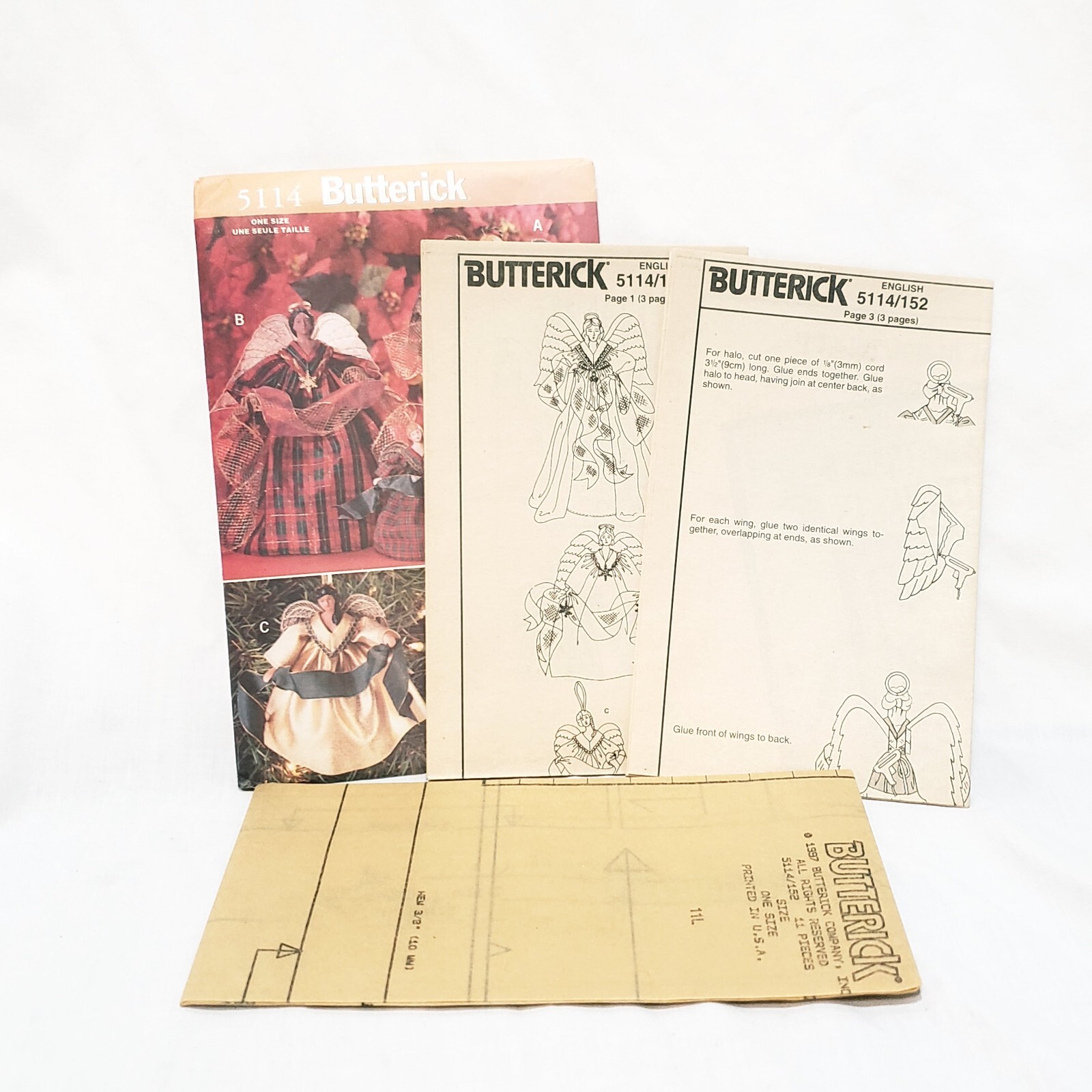 Decorative Angels Multiple Sizes Pattern B is 11" Butterick 5114 Uncut 1997