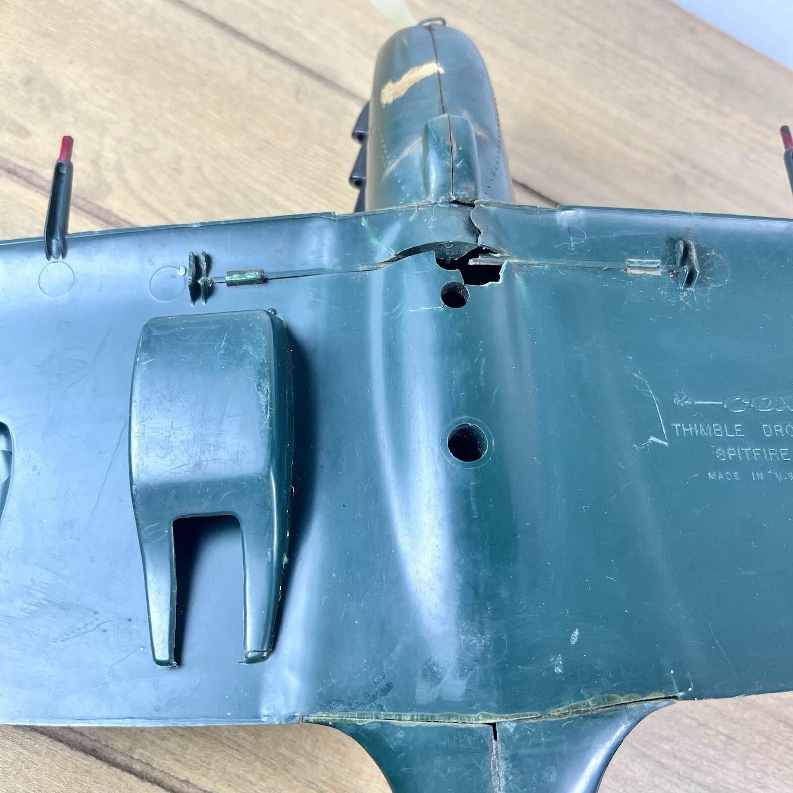 Vintage Cox Thimble Drome Spitfire #7800 RAF Gas Engine Model Tether Airplane