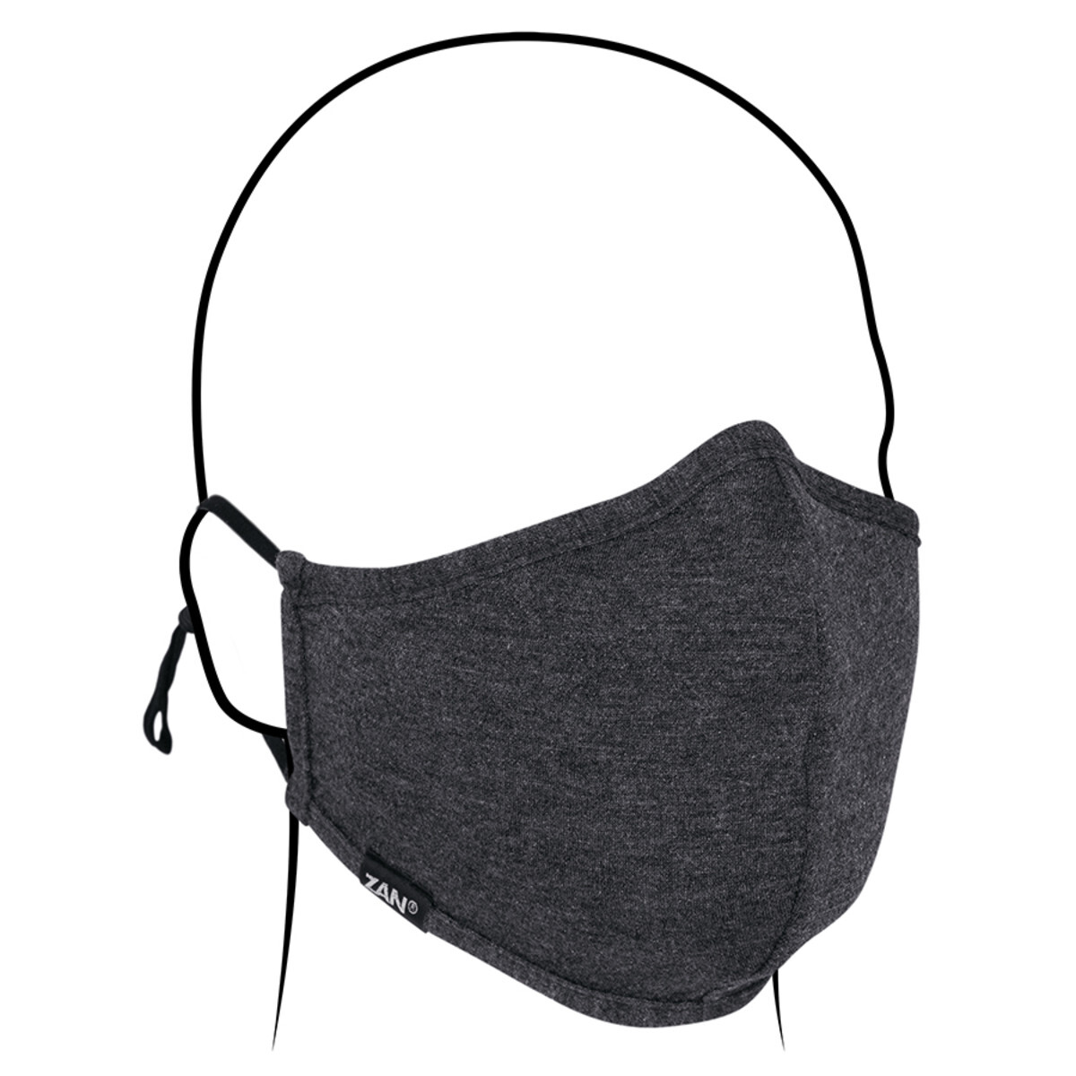 Zan® Adjustable Face Mask with PM2.5 Filter Heather Charcoal