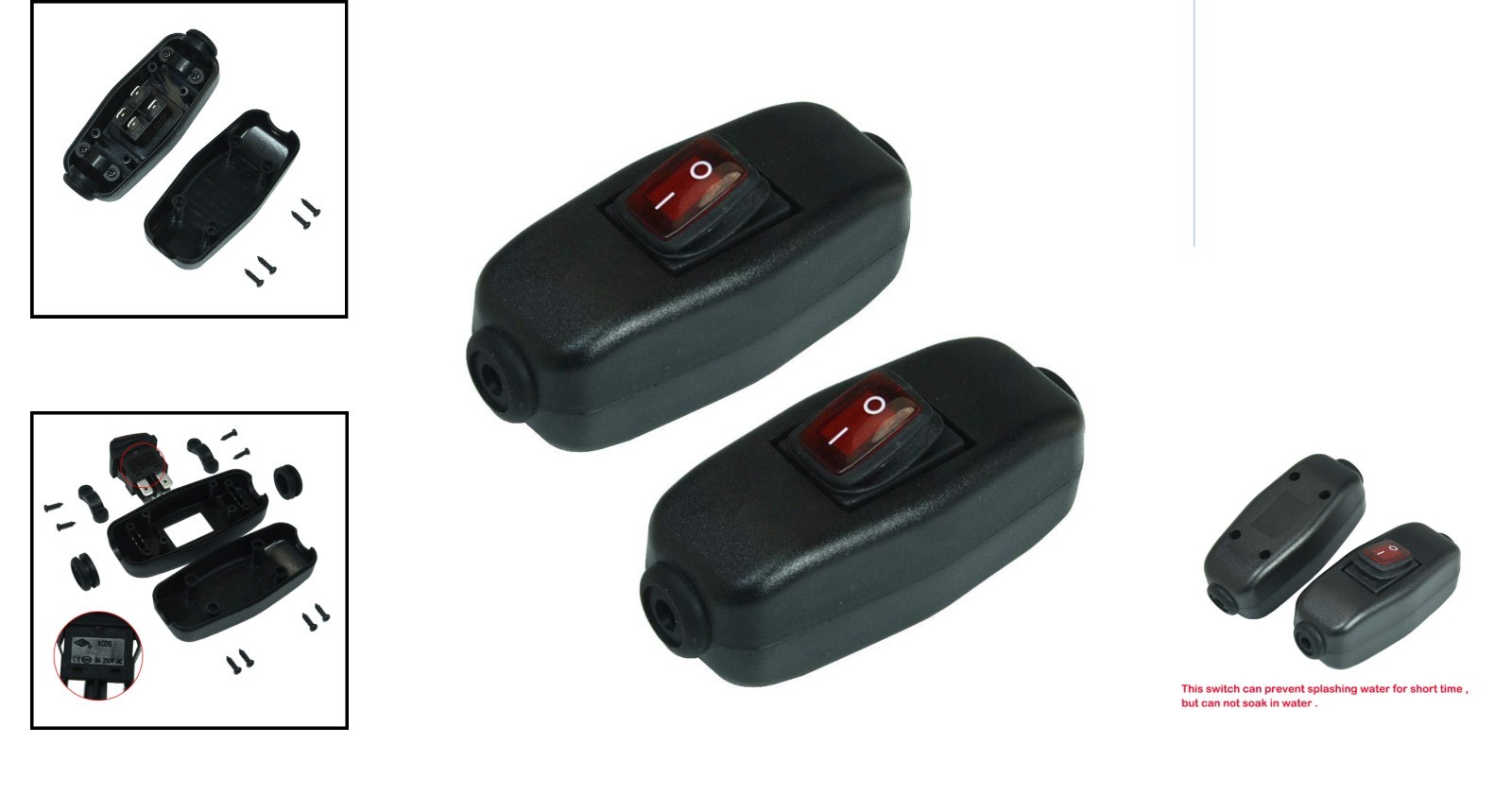 Safe 2-Pack Appliance Light Switches with Waterproof Rating & Indicator