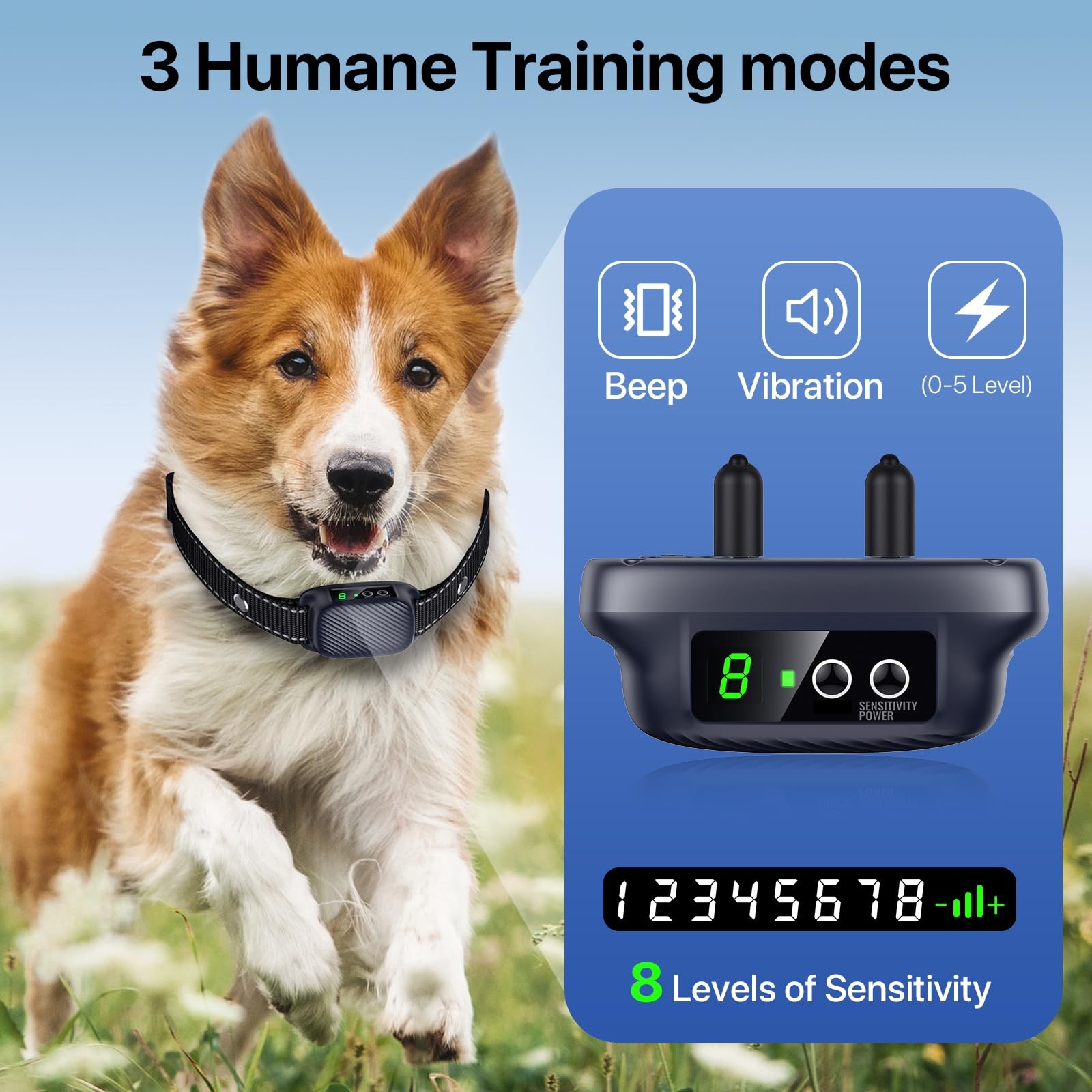 Bark Collar, Automatic Dog Bark Collar with 8 Adjustable Sensitivity for Medium