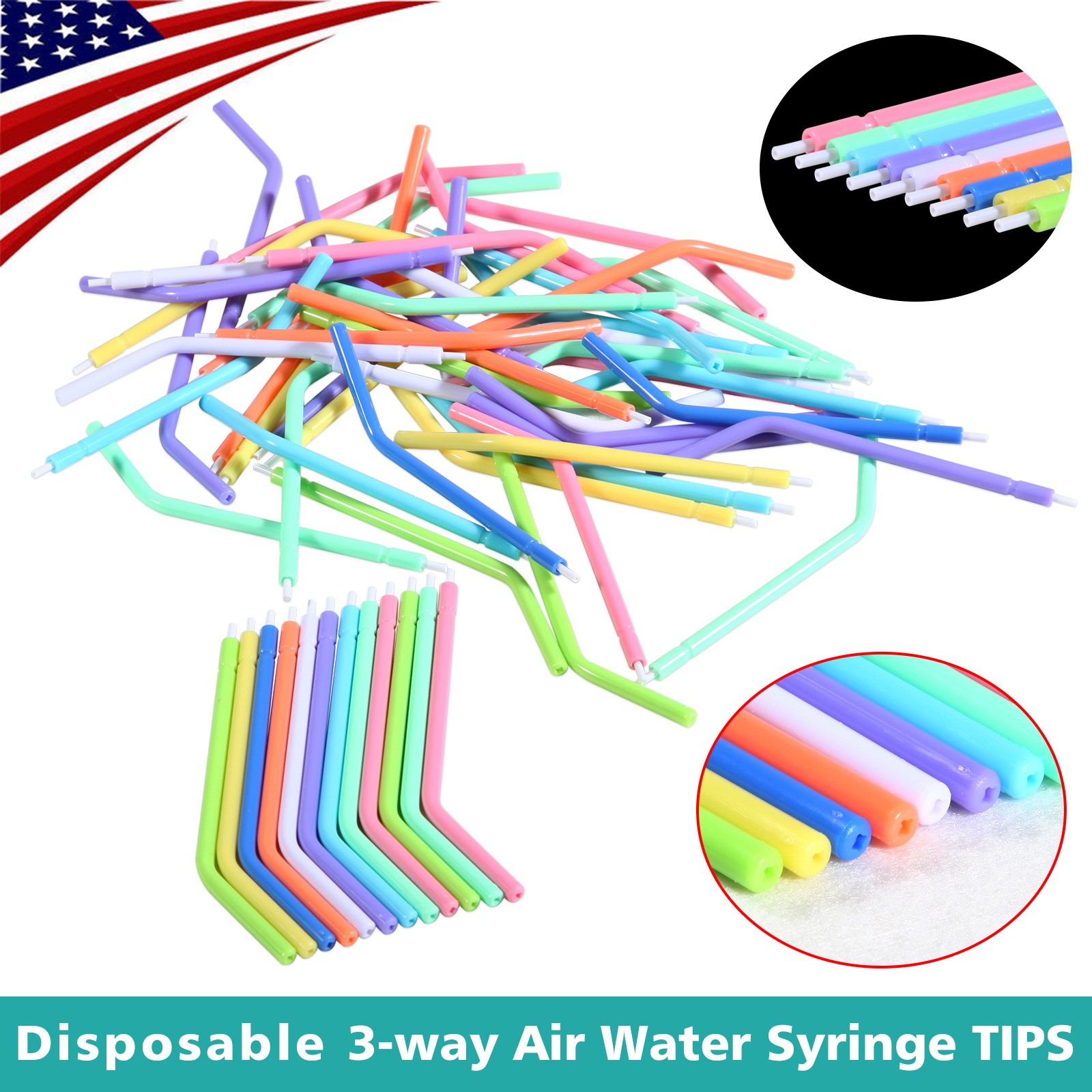 250Pcs Dental Air Water Spray Nozzles/Tips/Tube for 3-way Triple Syring US
