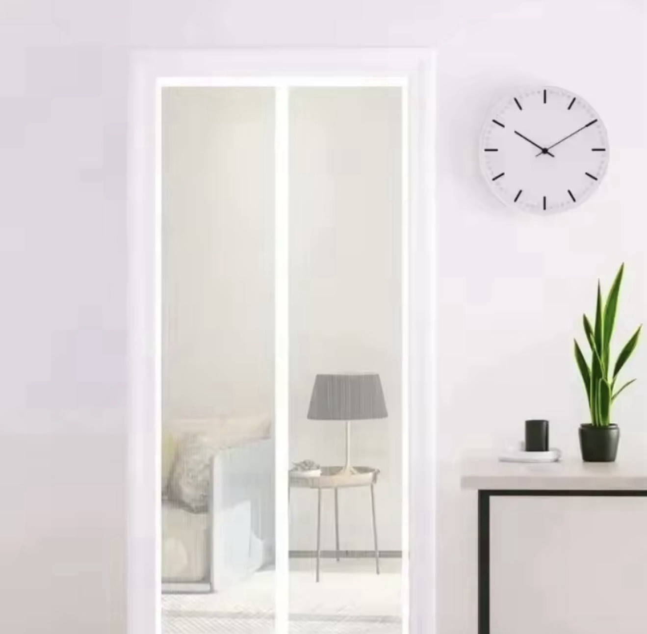 Magnetic Screen Door Curtain Black Polyester 100x210cm Adjustable