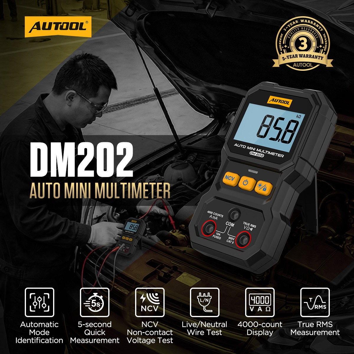 Digital Auto Diagnostic Multimeter Voltmeter Ohmmeter AC DC Meter 4000 Counts