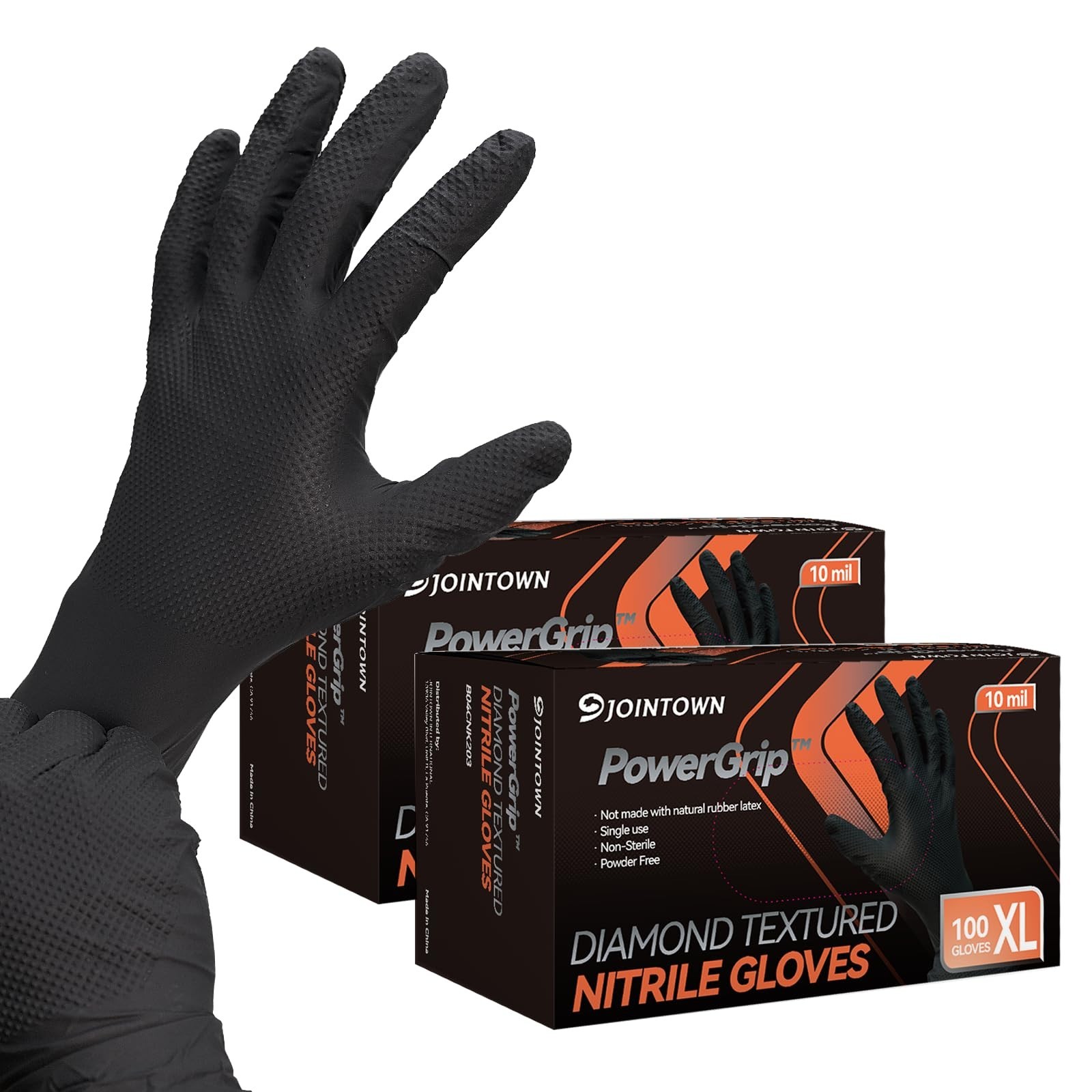 Jointown Upgraded 10 Mil Heavy Duty Nitrile Gloves, Mechanic Gloves Nitrile D...