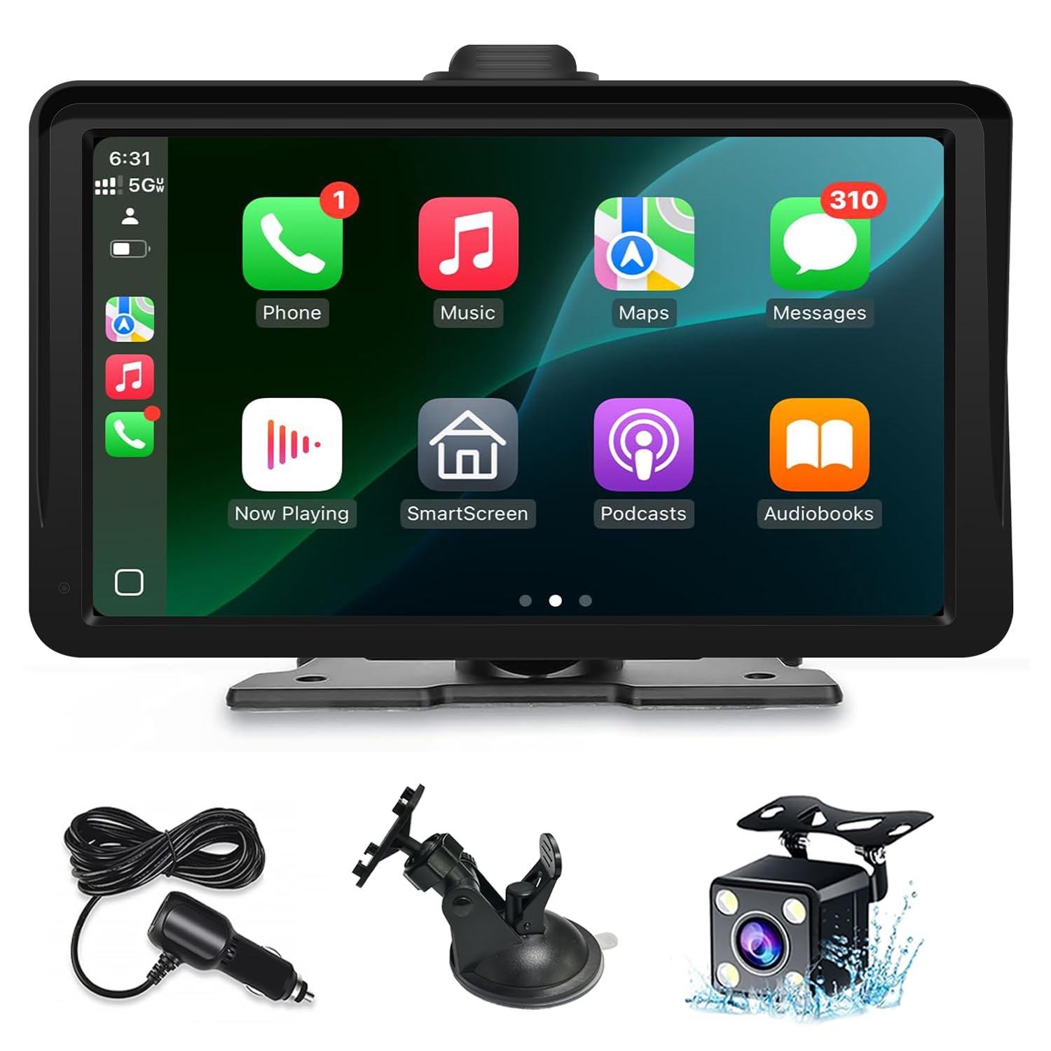 Apple Carplay Screen for Car, 7" HD Portable Wireless Apple Carplay &