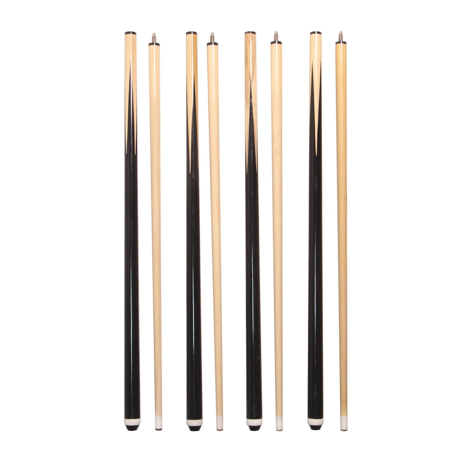 Set of 4 Pool Cues 58â€³ Billiard House Bar Cue Sticks, 2-Piece Pool Cue