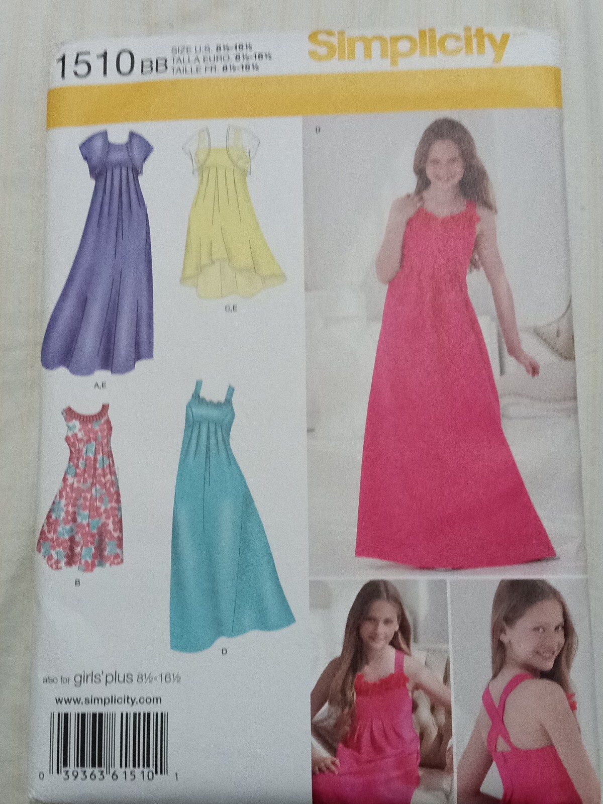 Simplicity 1510 Girls PLUS  Dress Bolero Sizes 8 1/2-16 1/2 New Uncut