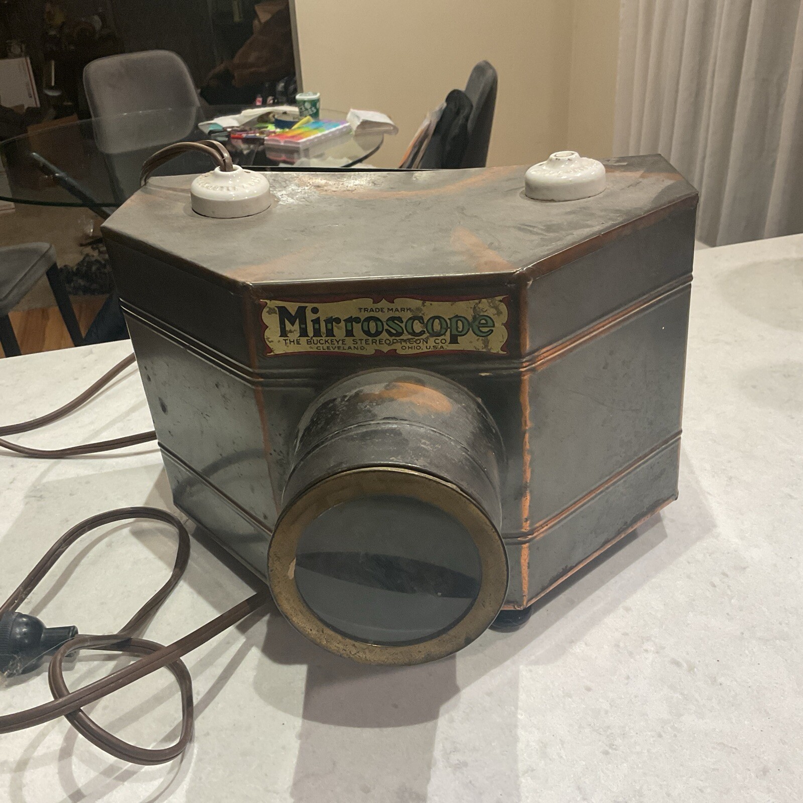 ANTIQUE MAGIC LANTERN MIRROSCOPE