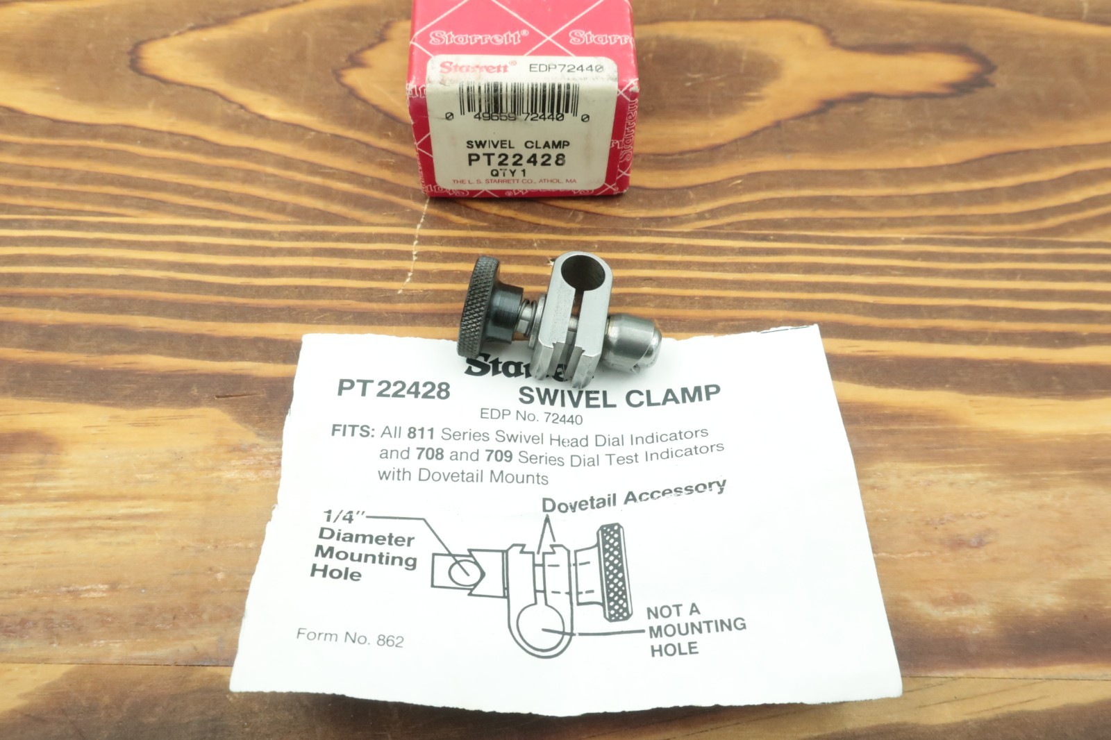 Starrett PT22428 Swivel Post Snug with Dovetail Clamp EDP 72440 NOS in Box