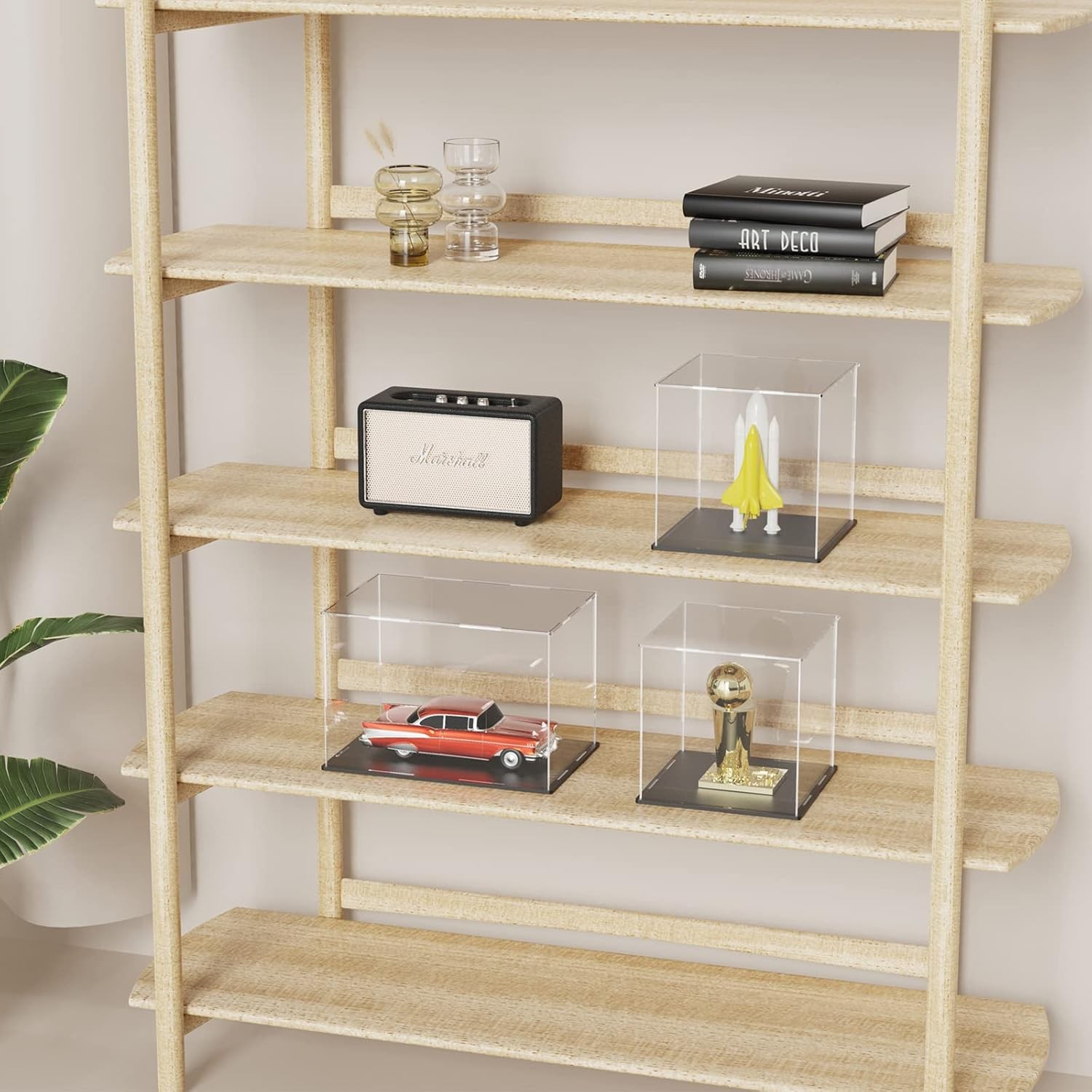 SVENJBB Book Display Case, 10.6x8x2.4 Inch Acrylic Box Black Base & Clear