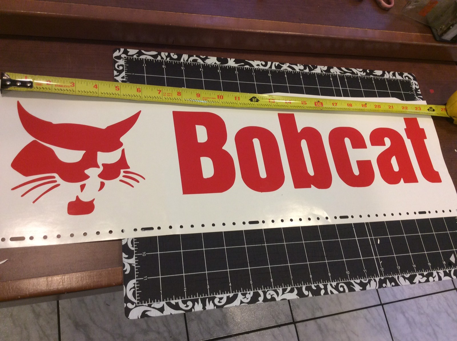 Bobcat Decal Large for rear of skidsteer  5 " X 23 " Long Red