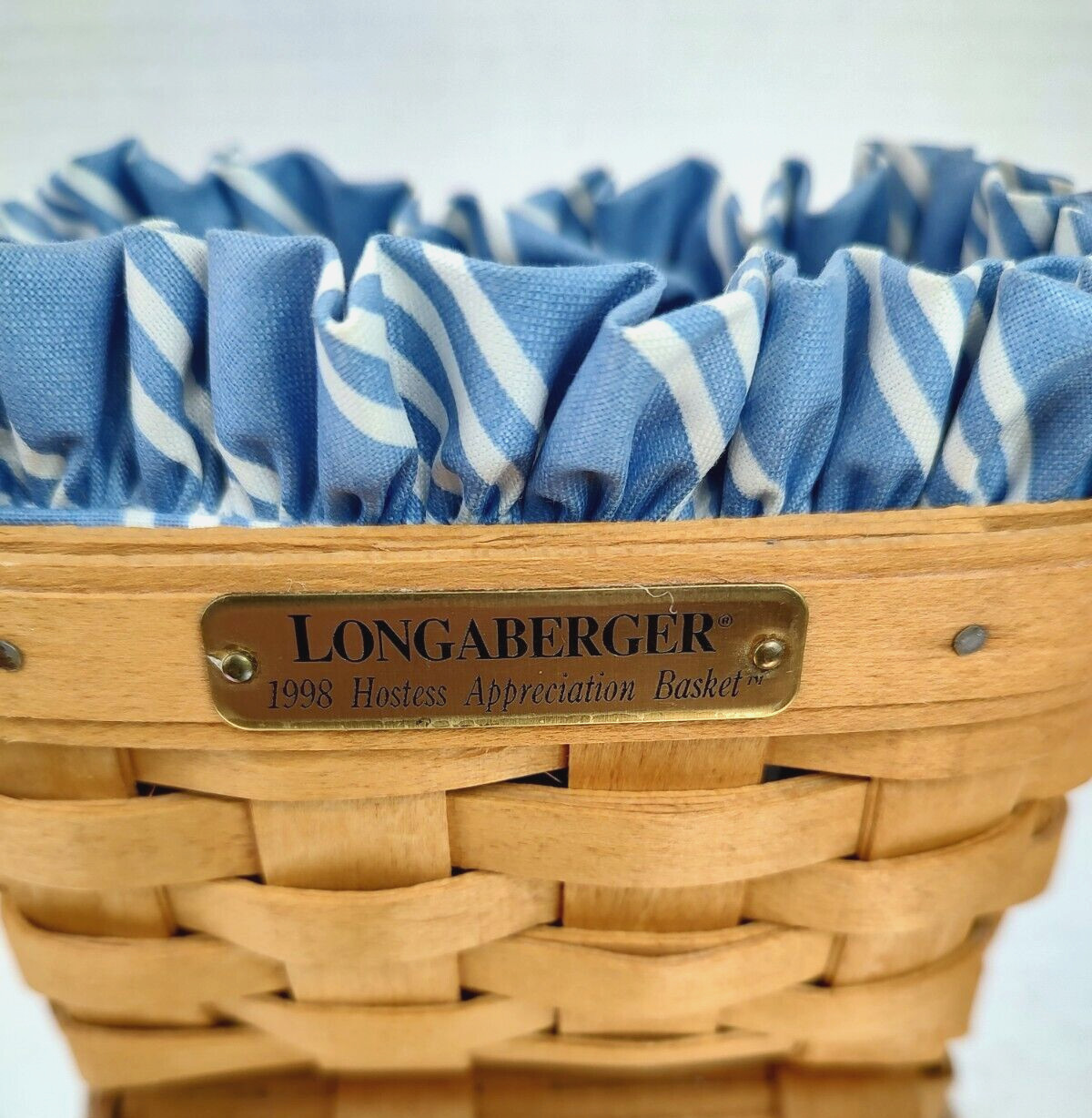 Longaberger 1988 Hostess Appreciation Combo Liner & Plastic Protector Basket