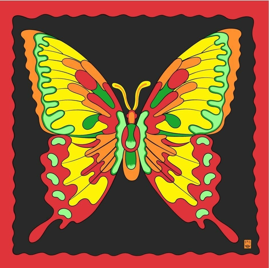 Rice Symphony Silk 36" (Butterfly) by Silk King Studios - Rice Butterfly