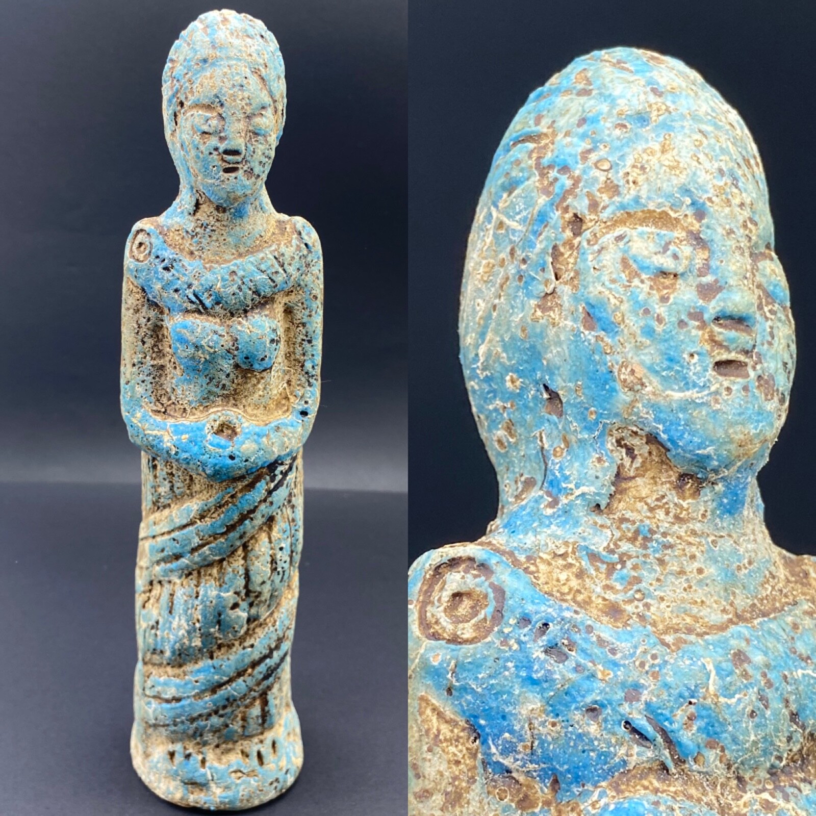 3000bce ancient near eastern glazed worshipper women temple statue