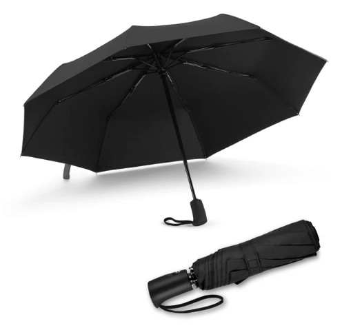 Large Automatic Black Umbrella Anti Rain Windproof Out Folding Compact Umbrella