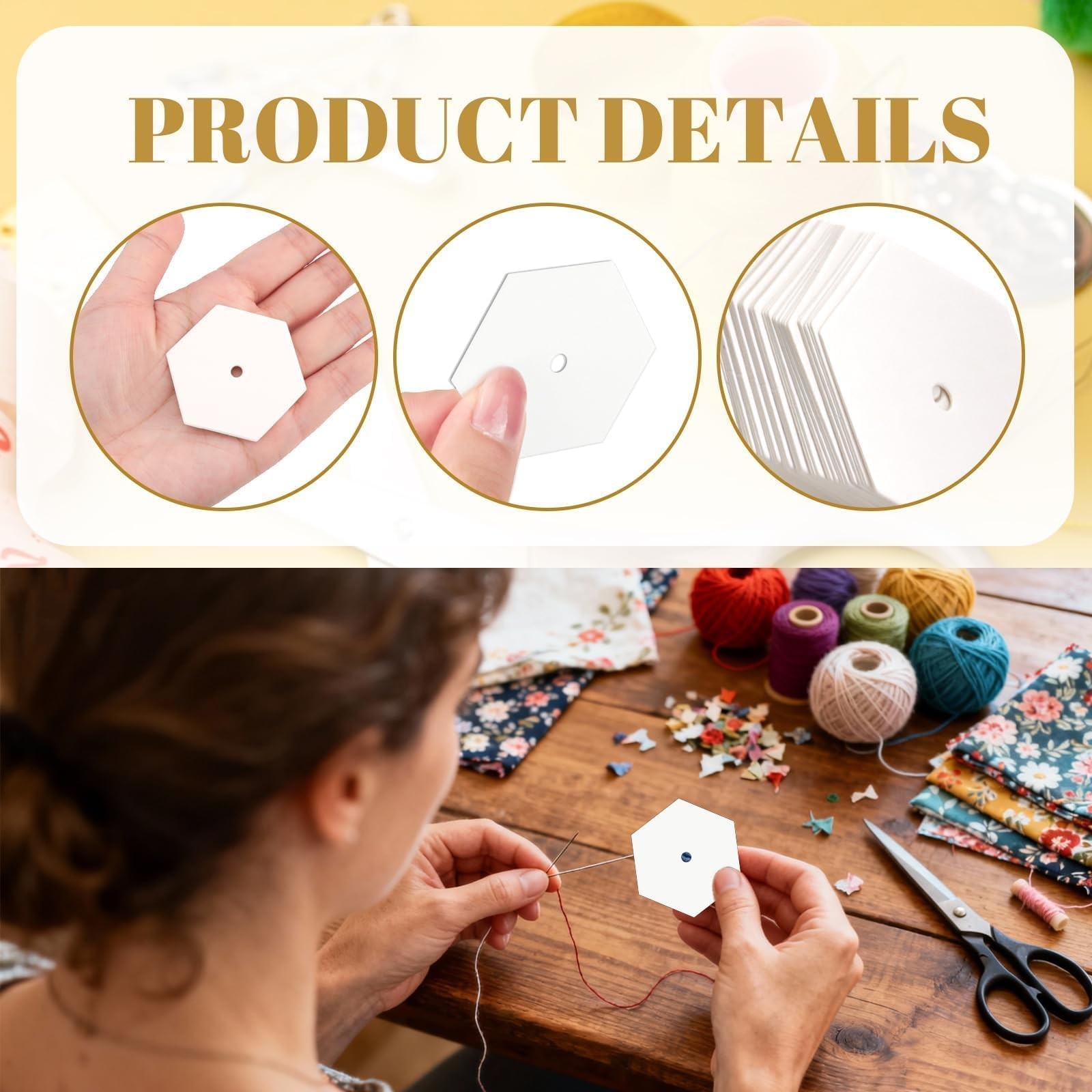 White Hexagon Piecing Paper Templates Quilting Patchwork 1 Inch 2400 PCS