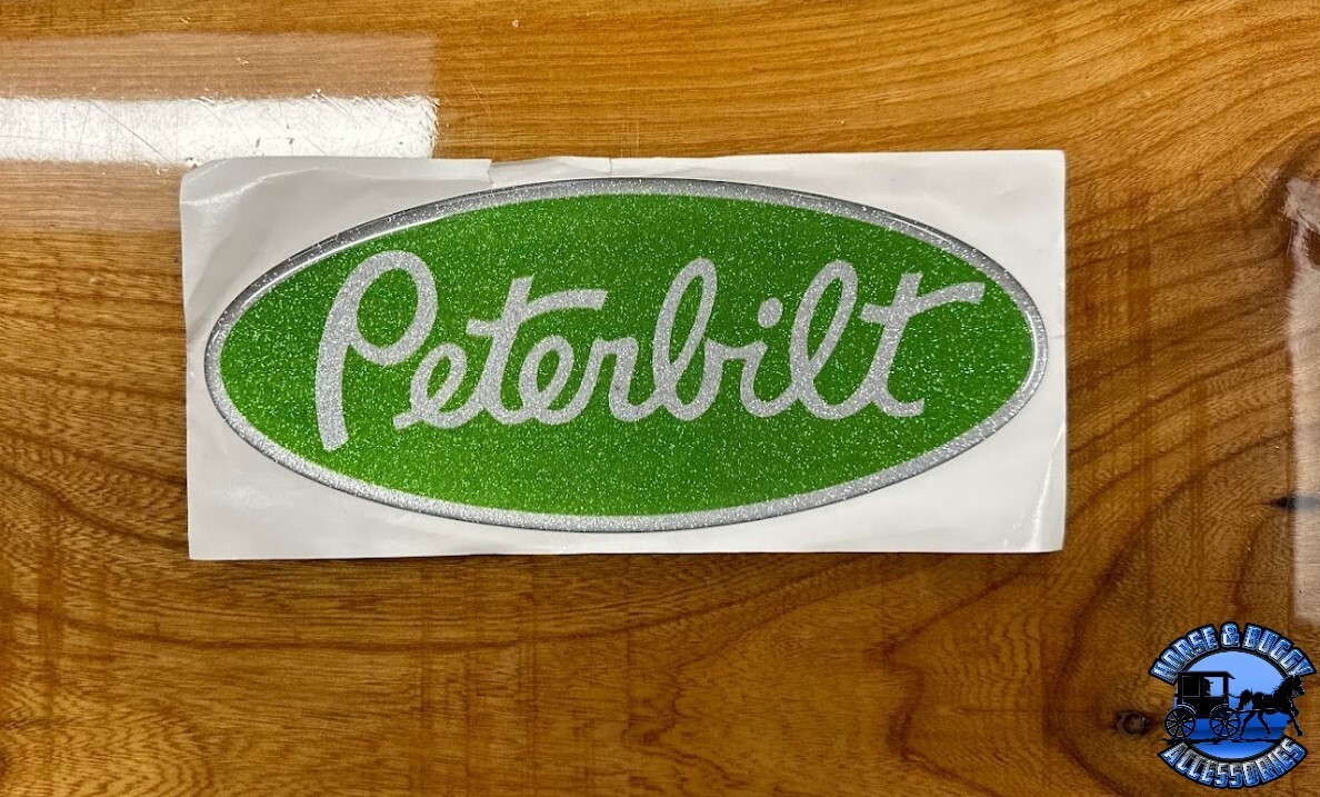 Green Apple/chrome replacement Peterbilt decal emblem genuine size & fit stick