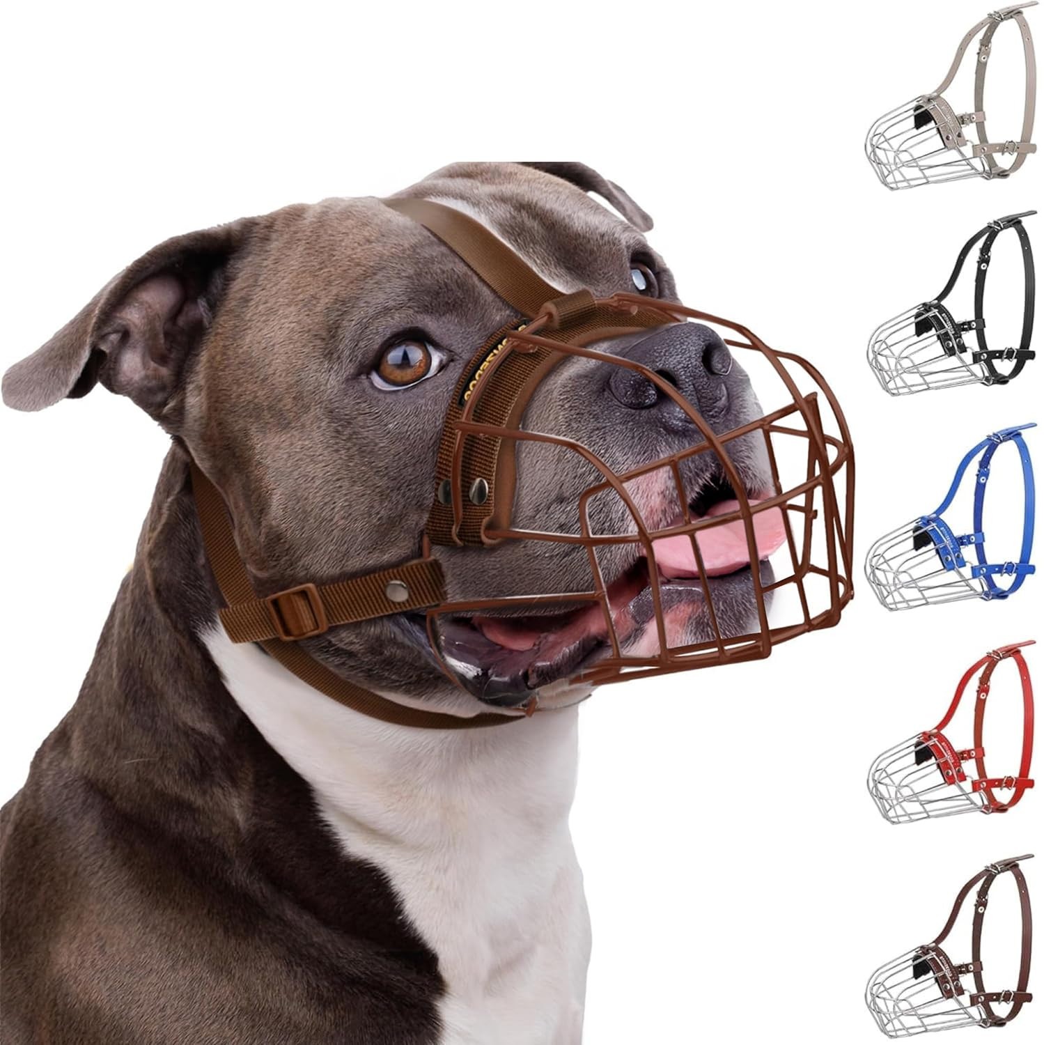 BRONZEDOG Pitbull Dog Muzzle Breathable Metal Basket for large dogs terrier