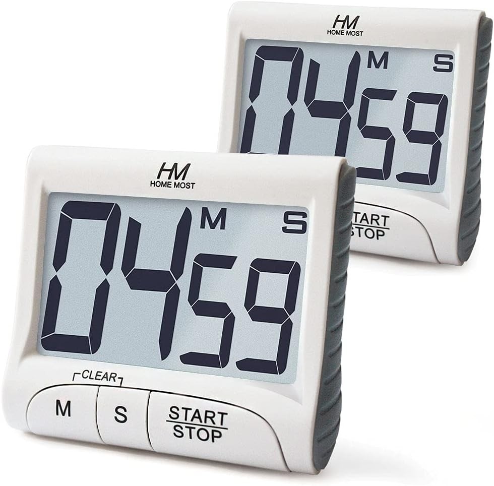 2-Pack Large Display Kitchen Timer - 3" Digital Timer Magnetic Back Loud Alar...
