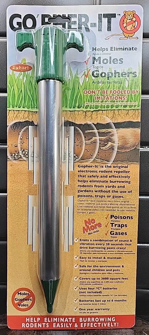 Exhart Go Pher-It Electronic Rodent Repeller Eliminate Moles Gophers 2005 Sealed