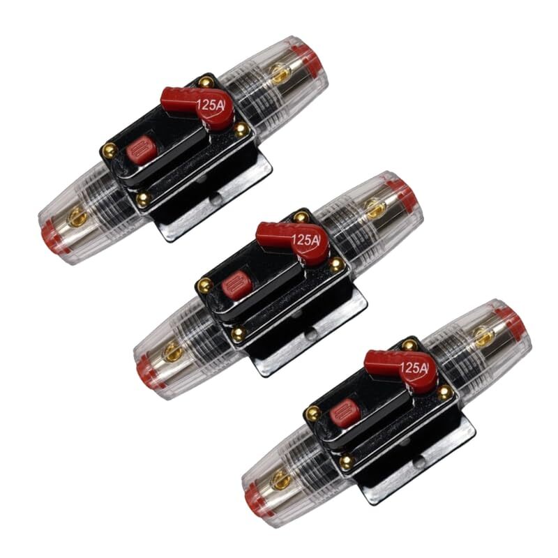 Rayne's World 125 Amp (3 Pack) 12V-48V DC Inline Waterproof Circuit Breaker M...