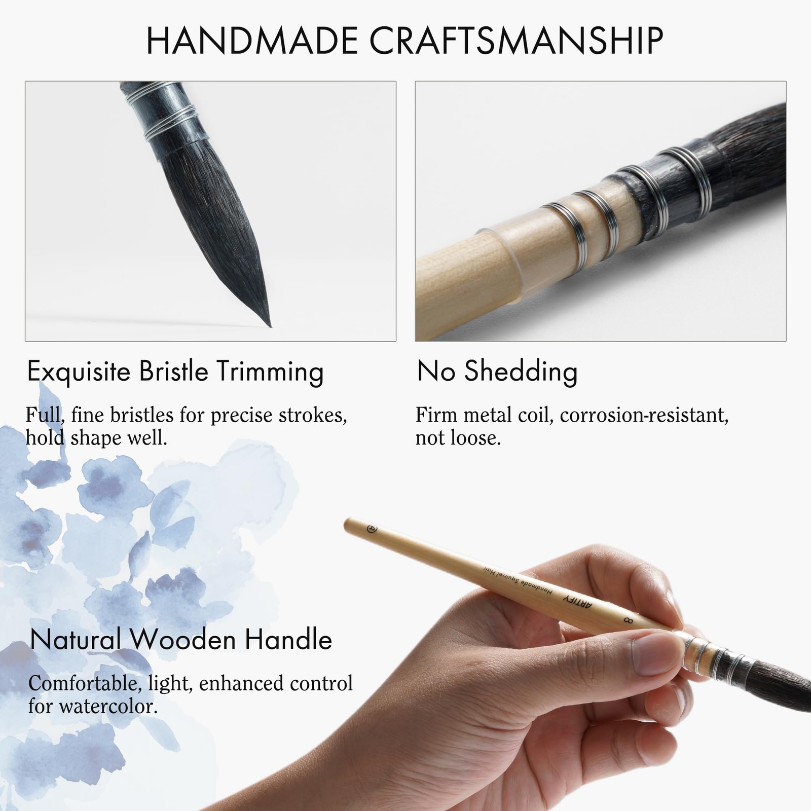 ARTIFY Professional Natural Squirrel Hair Quill Watercolor Brushes | Mop Roun...