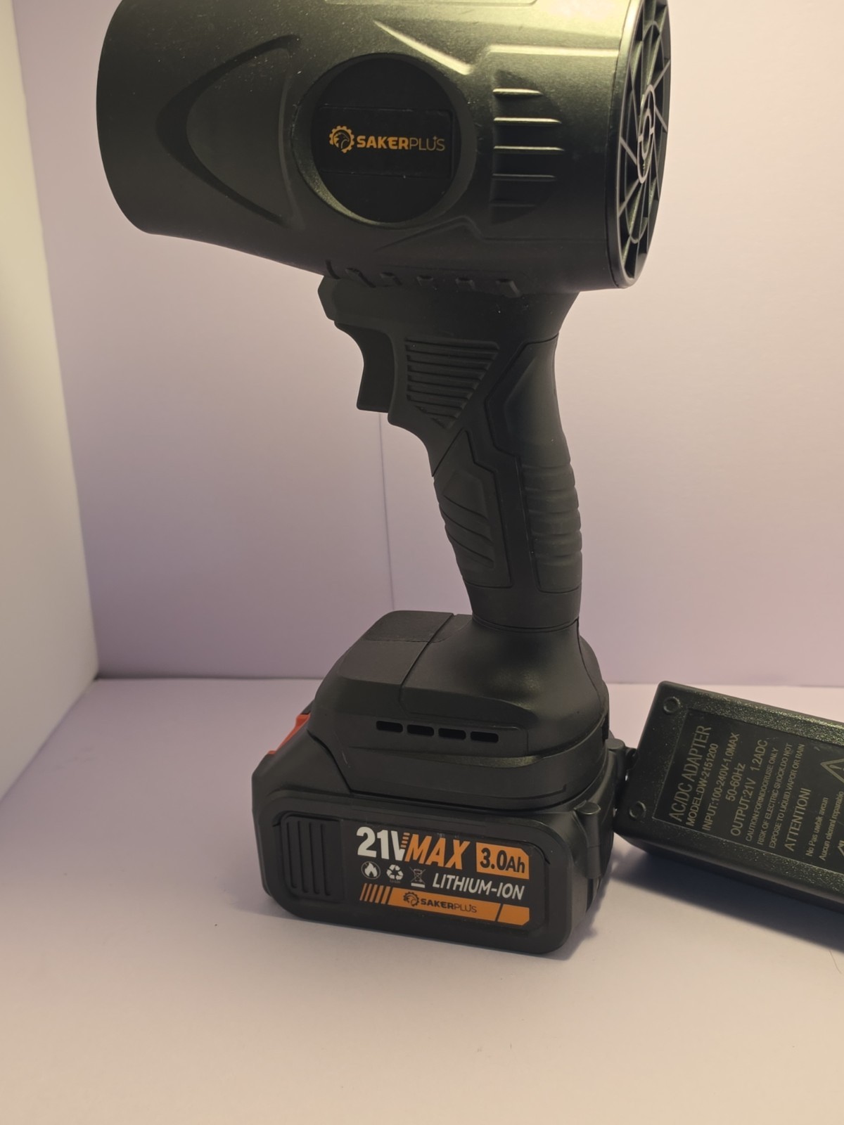 Sakerplus Black Portable 21V Max Compressed Air Duster with Adjustable Speed