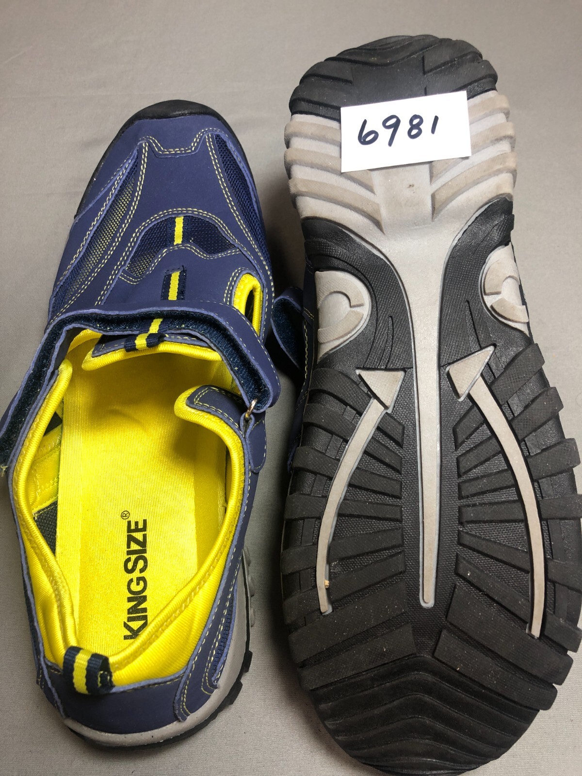 Men's KingSize Bright Blue w/Yellow Trim Sandal Size 13EW