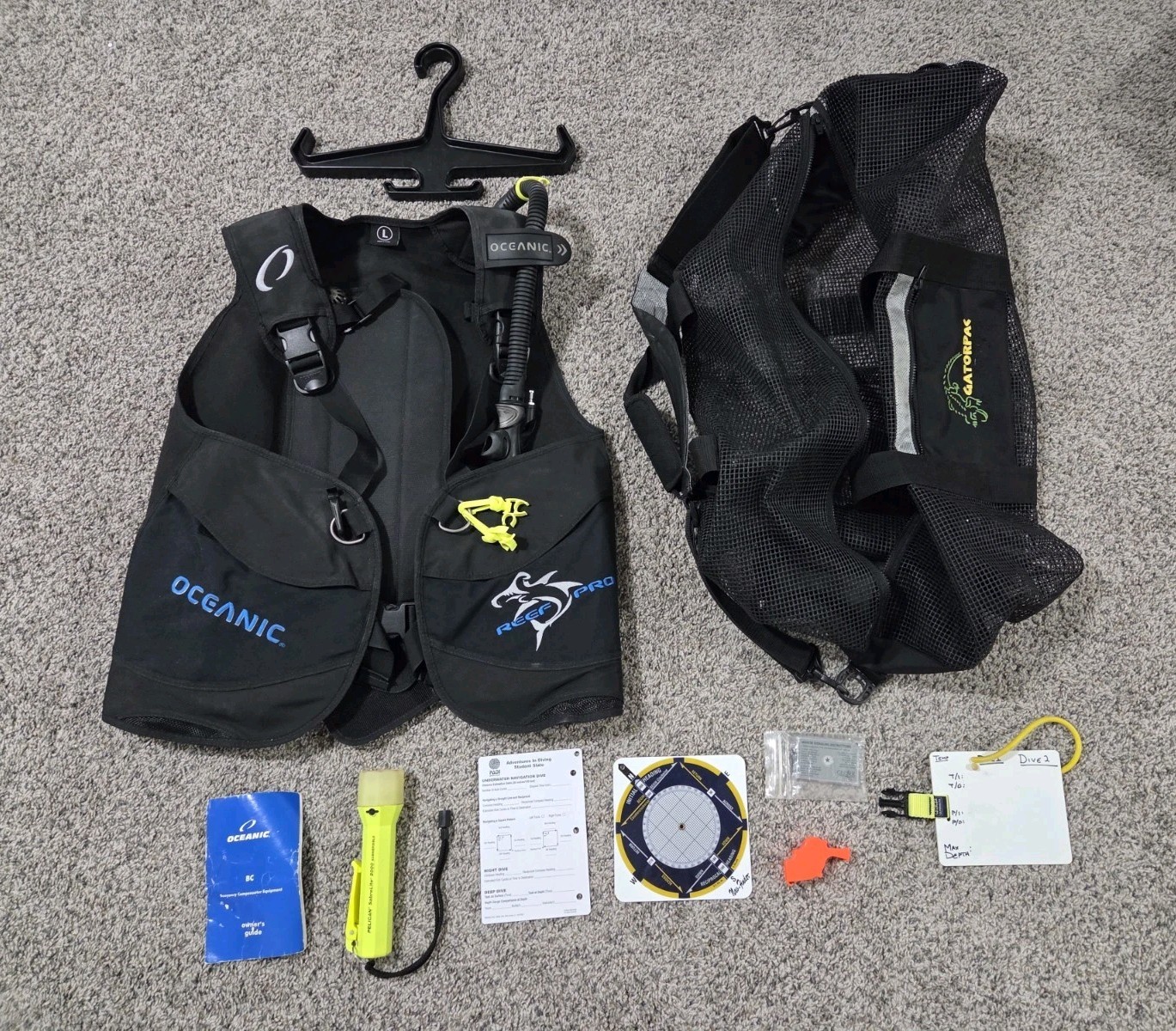 Oceanic Reef Pro BCD Size Large Scuba Diving BC Vest + Accessories