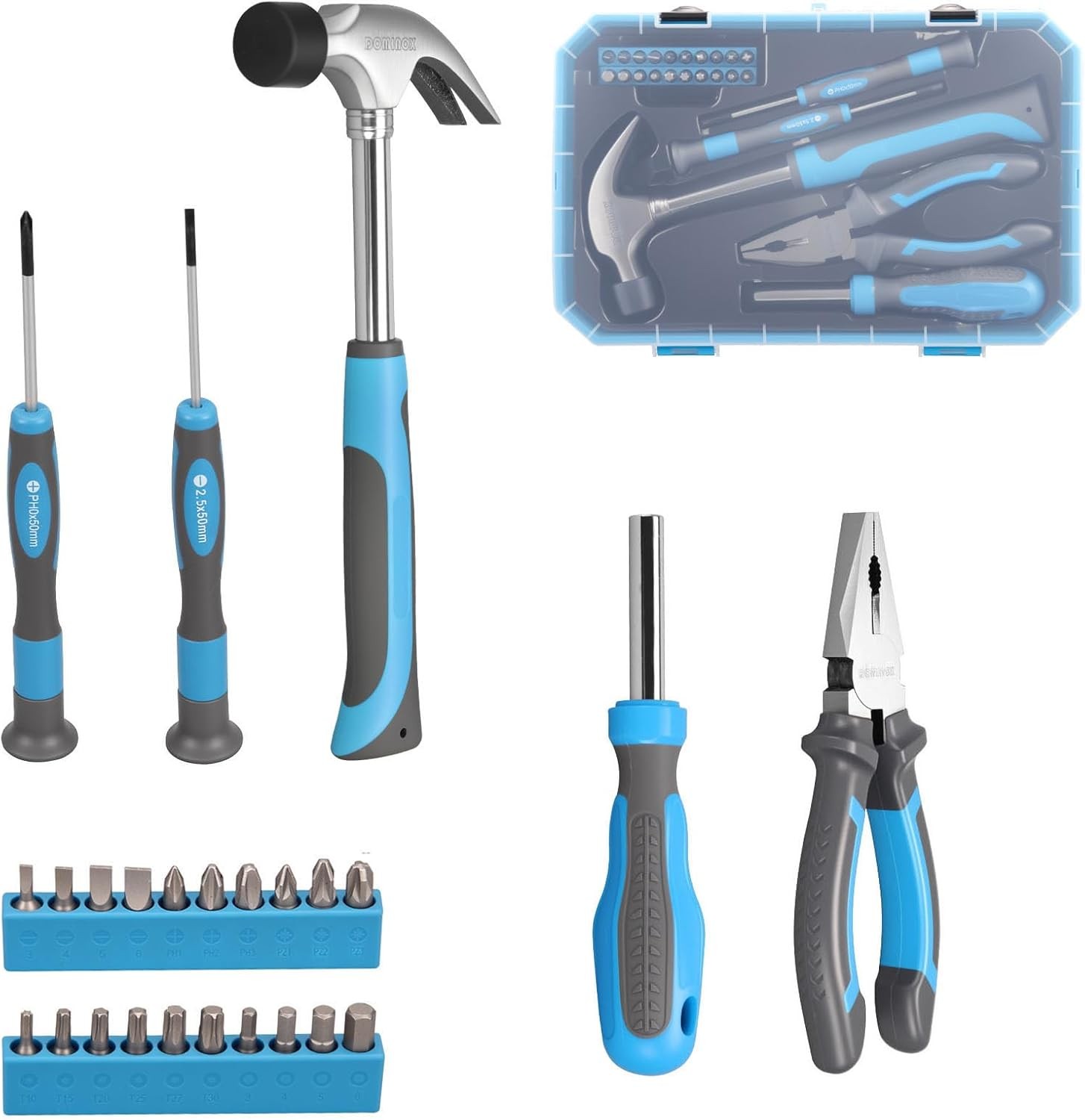DOMINOX 25 Piece General Household Tool Set with Plastic Storage Toolbox