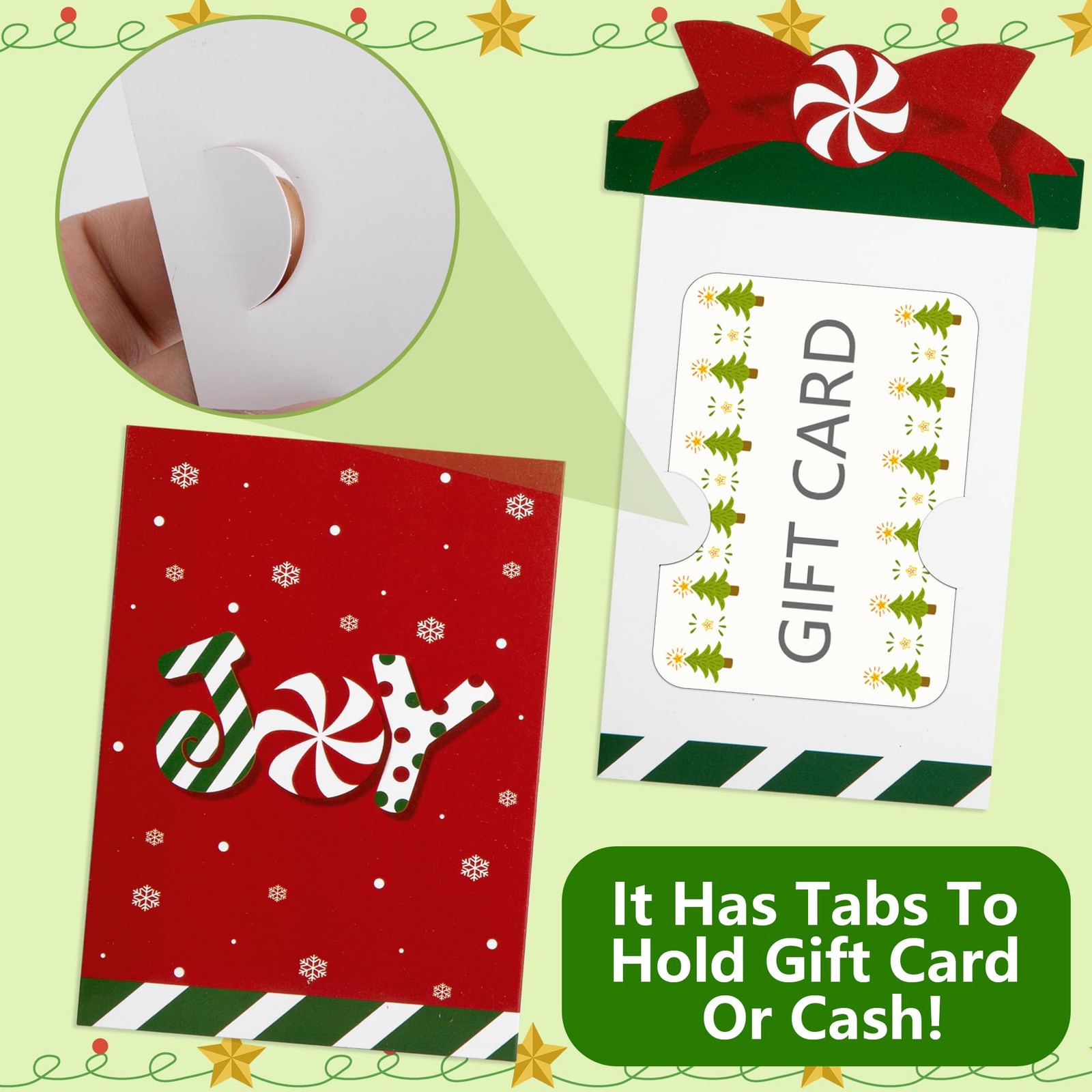 12 Sets Christmas Money Gift Card Holder Sleeves with Envelopes for Cash