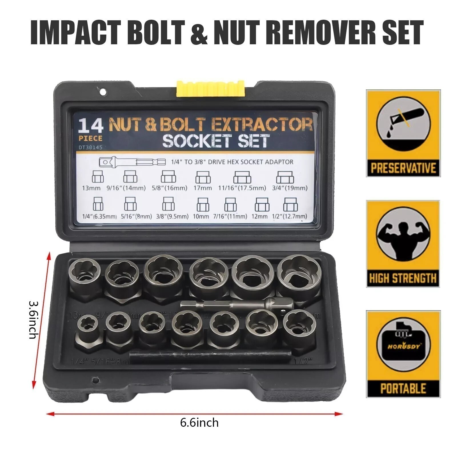 15Pcs Nut & Bolt Extractor Kit, of Bolt Removal Tool Set, Extractor Socket Tool