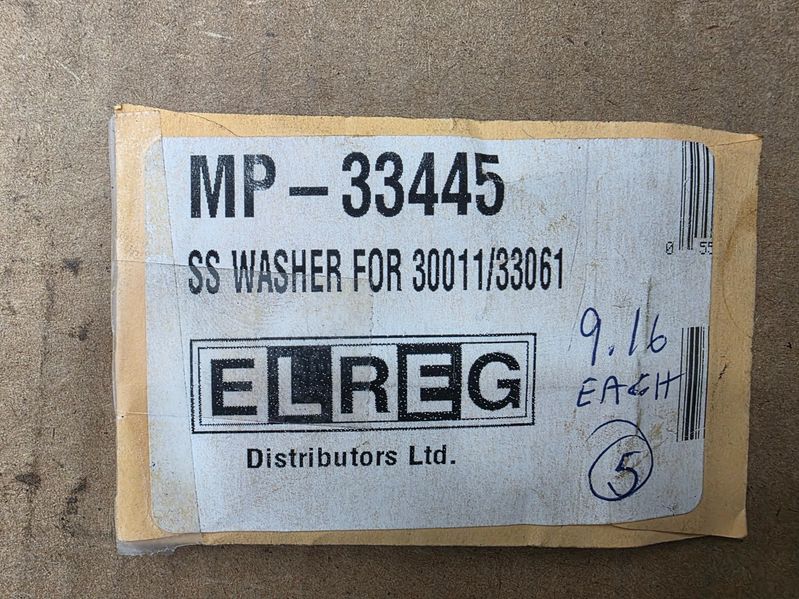 Qty Of 5 MP Pumps 33445, WASHER SS:THRUST MAG CIRC. New Old Stock