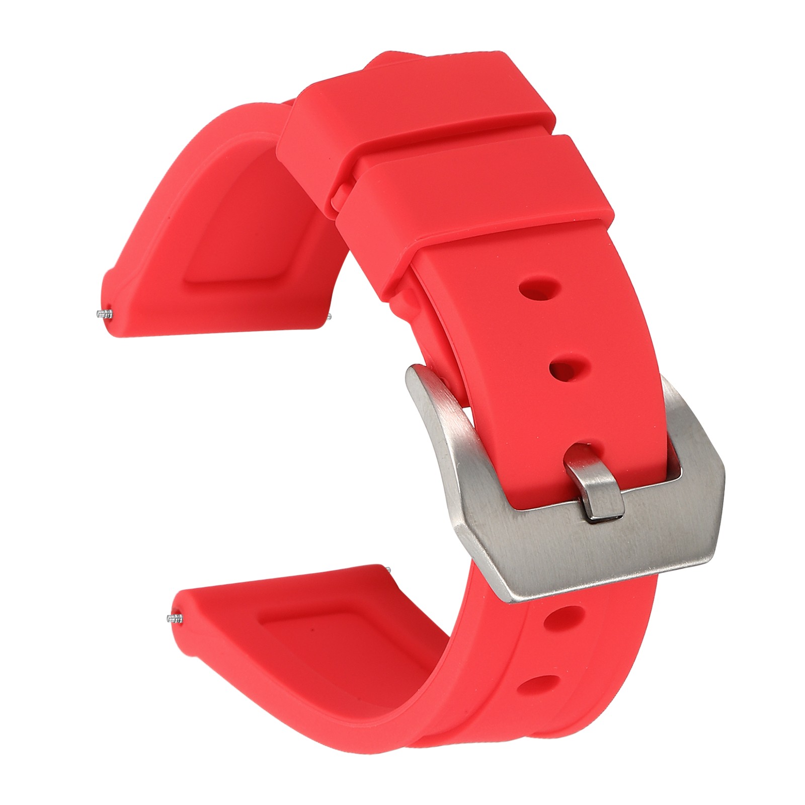 Silicone Watch Bands 22mm Soft Watch Band with Silver Buckle, Red