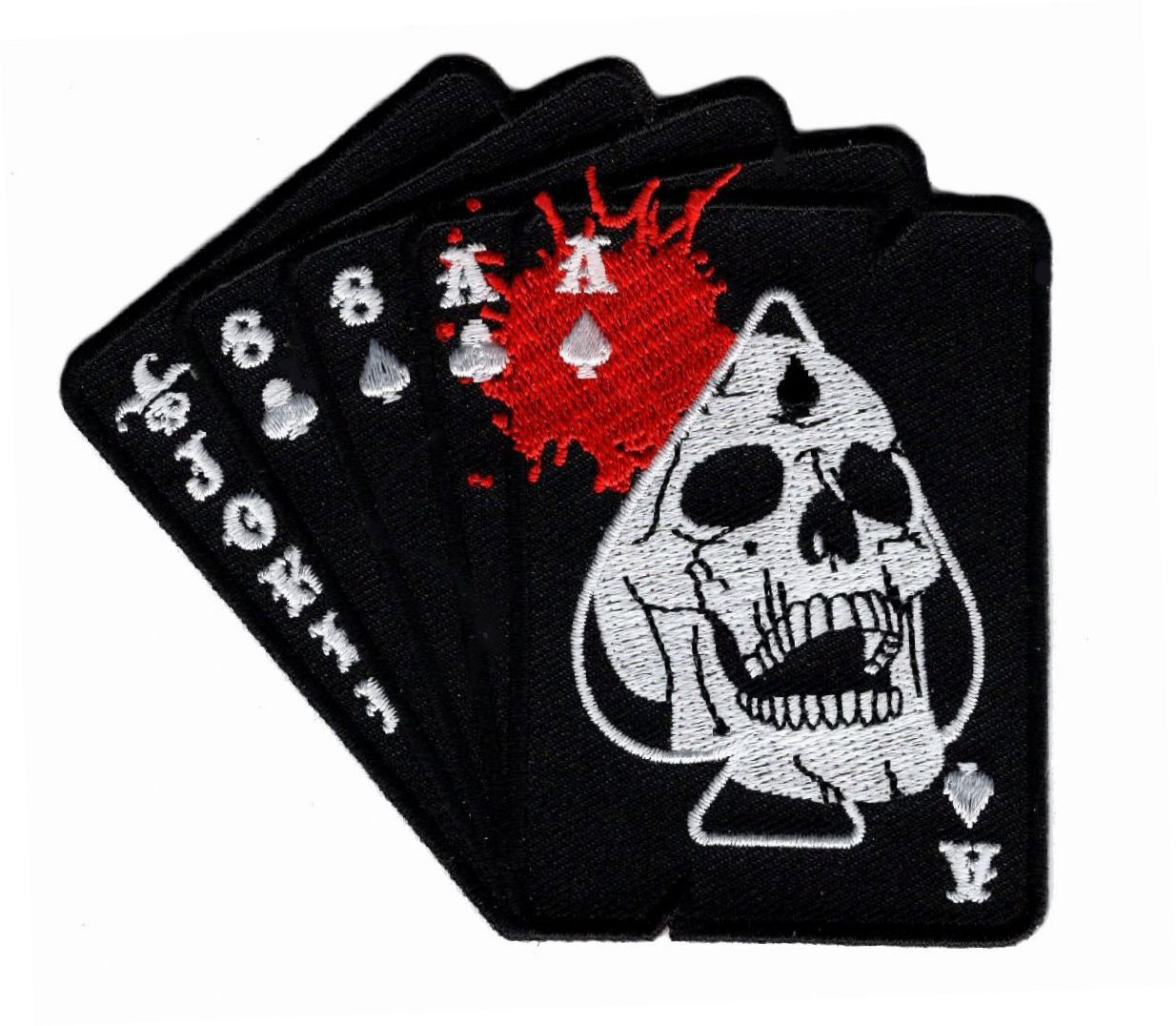 DEAD MAN'S HAND ACES OUT LAW MC IRON BIKER PATCH BY MILTACUSA (MD-7)