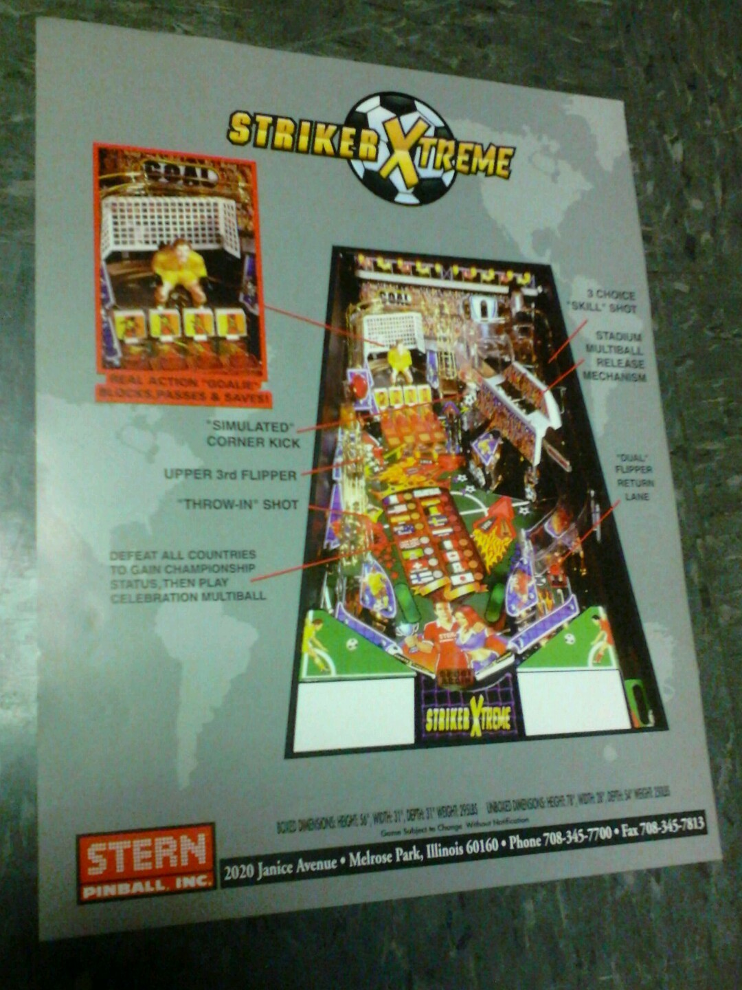 Stern STRIKER XTREME Pinball flyer- good original