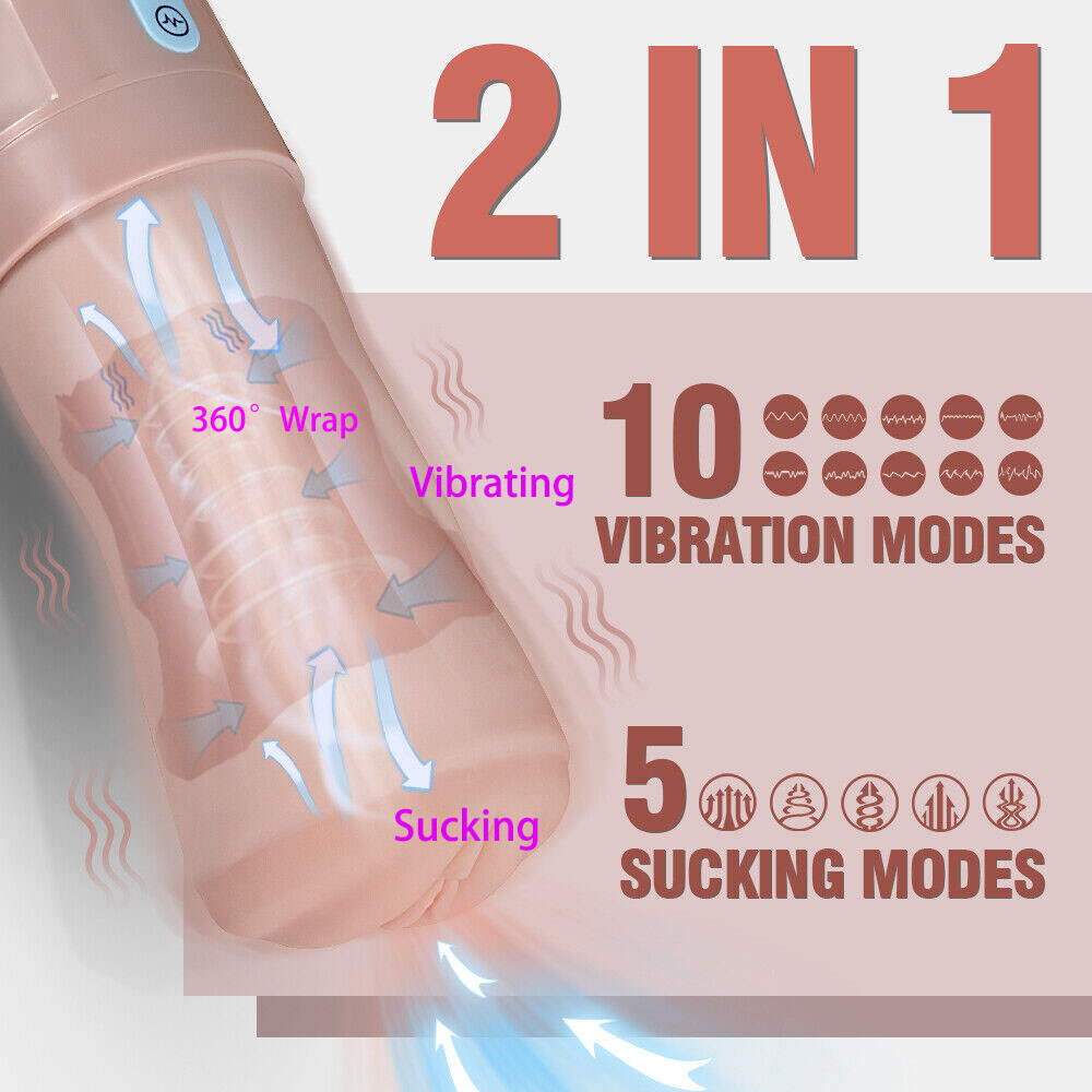 Male Masturbaters Automatic HandsFree Telescopic Cup Sucking Stroker Lubricants