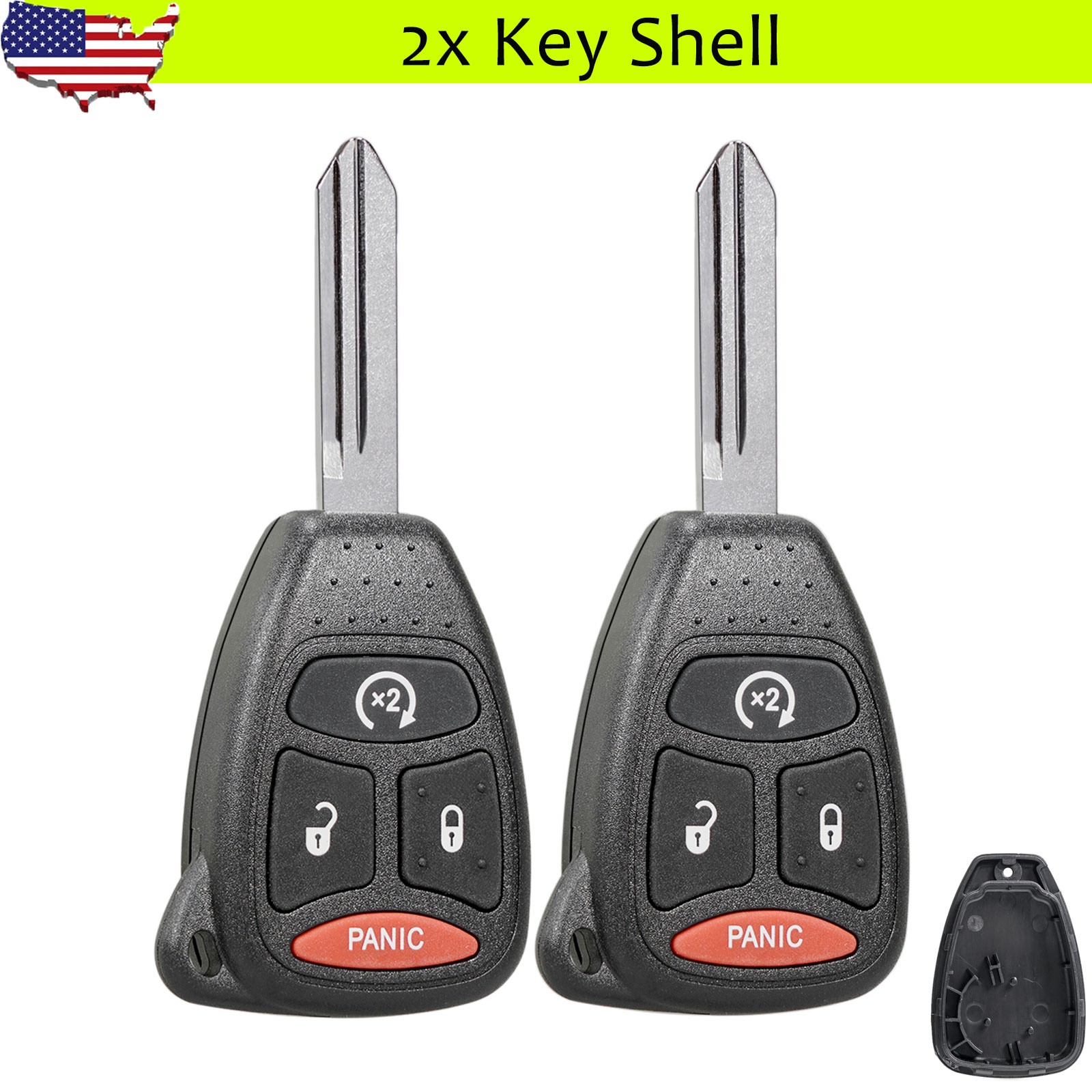 2 Replacement For 2007 - 2015 Jeep Wrangler Remote Key Fob Shell Case 4 Button