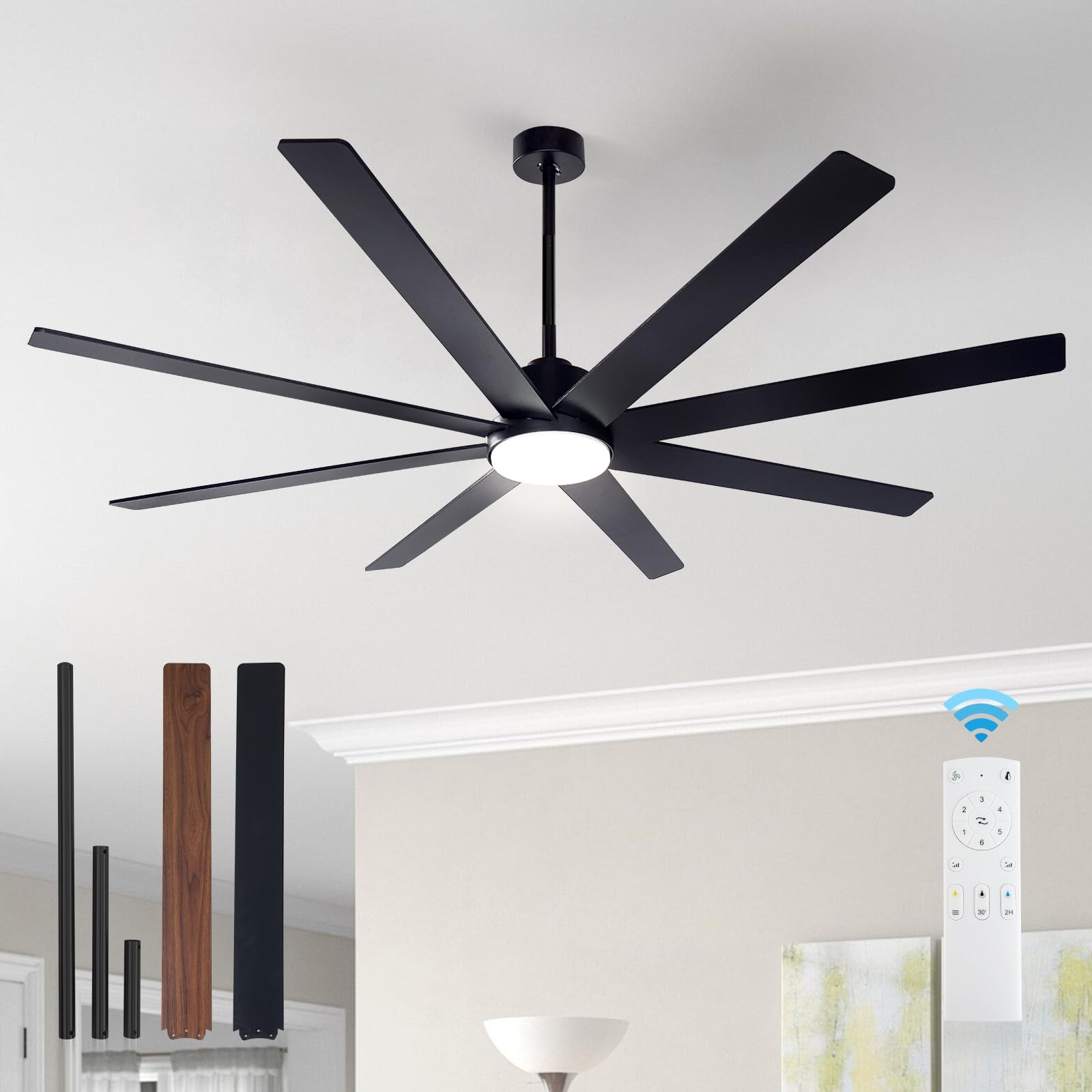 72 Inch Large Ceiling Fan with Lights and Remote for Patio and Living Room