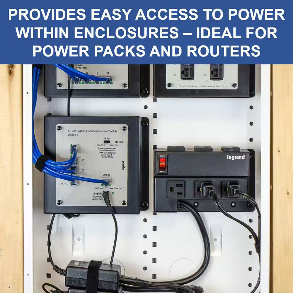 On-Q Half Width Structured Media Enclosure Power Strip Module