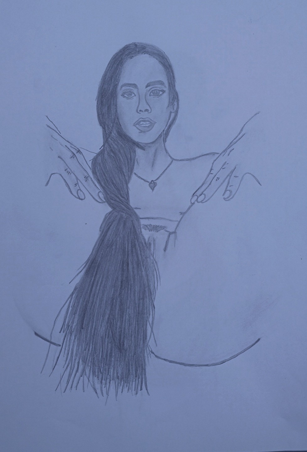 original nude figure pencil drawing, female form sketch, A4 handmade art