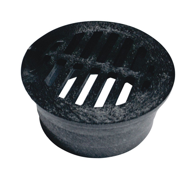 B & K 14 Black Drop-In NDS Round Polyolefin Drain Grate 3 in.