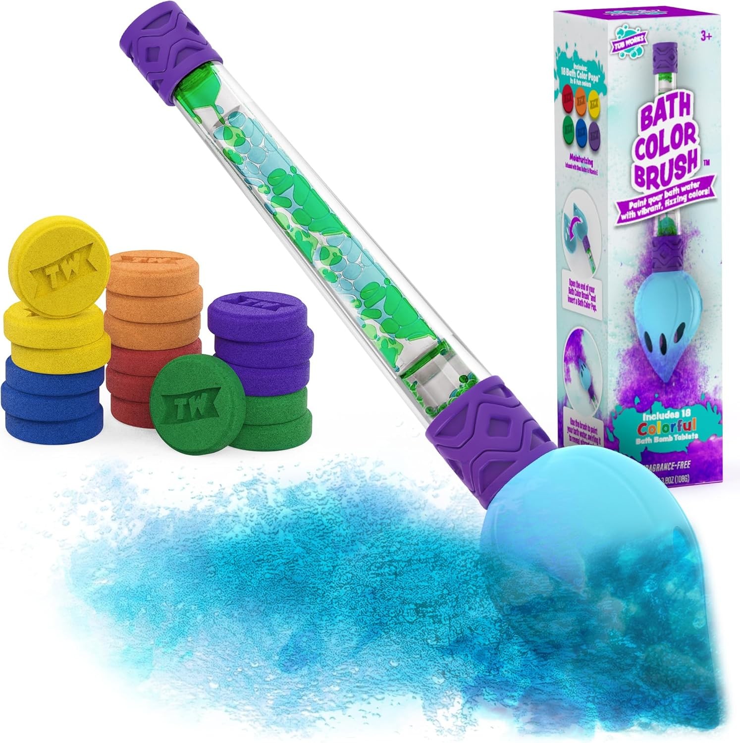 Tub Works® Bath Color Brush™ Kids Bath Bomb Set | Nontoxic & Fragrance-Free |