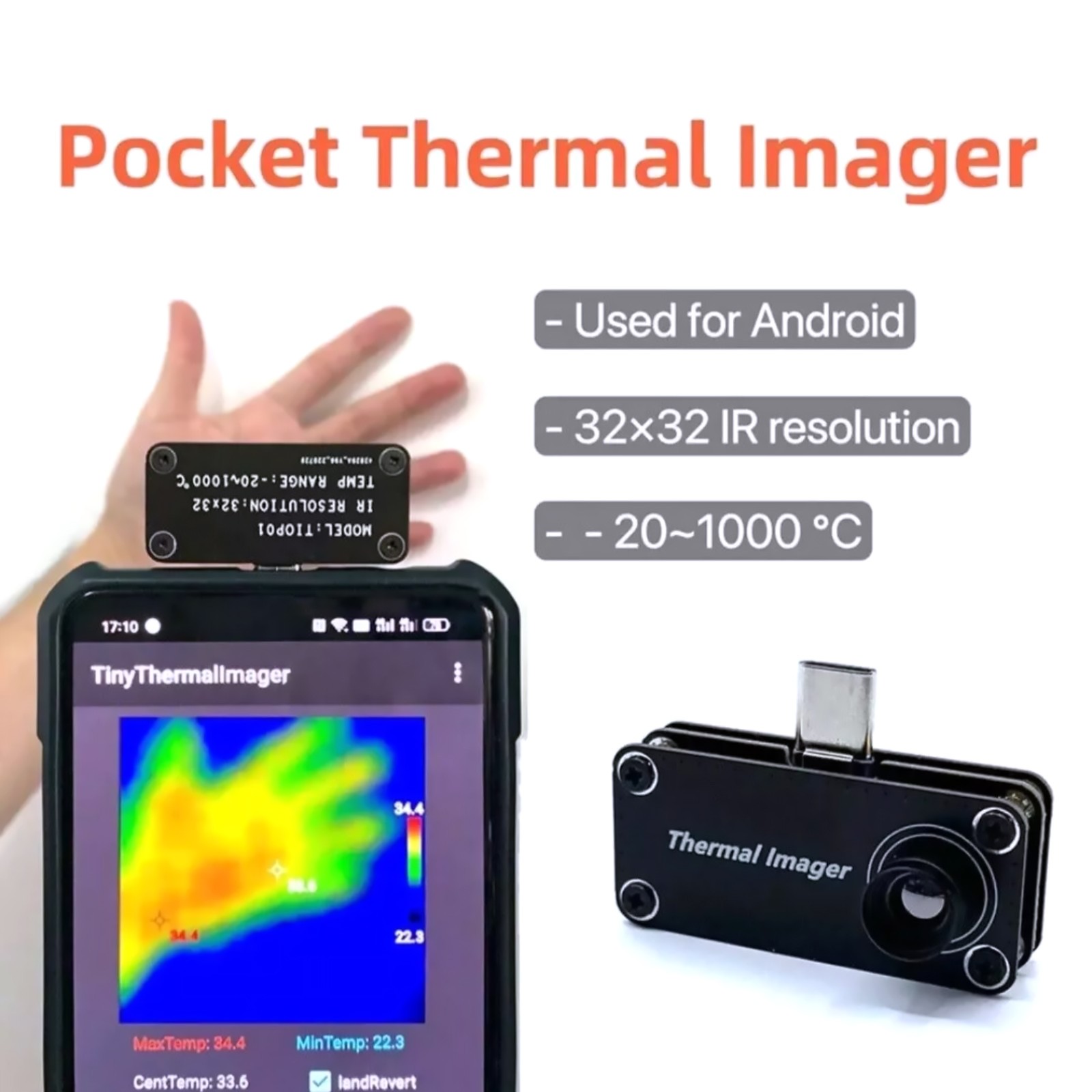 USB TypeC Pocket Thermal Imaging Camera IR Imager for Android Mobile Phone