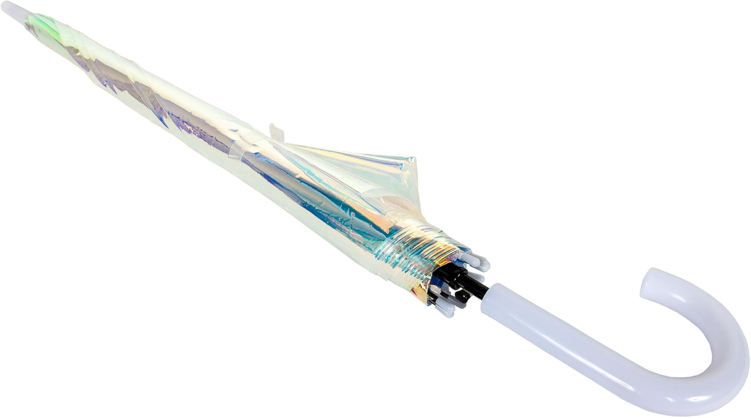 Iridescent Stick Umbrella, 50" Canopy Coverage, Crook Handle
