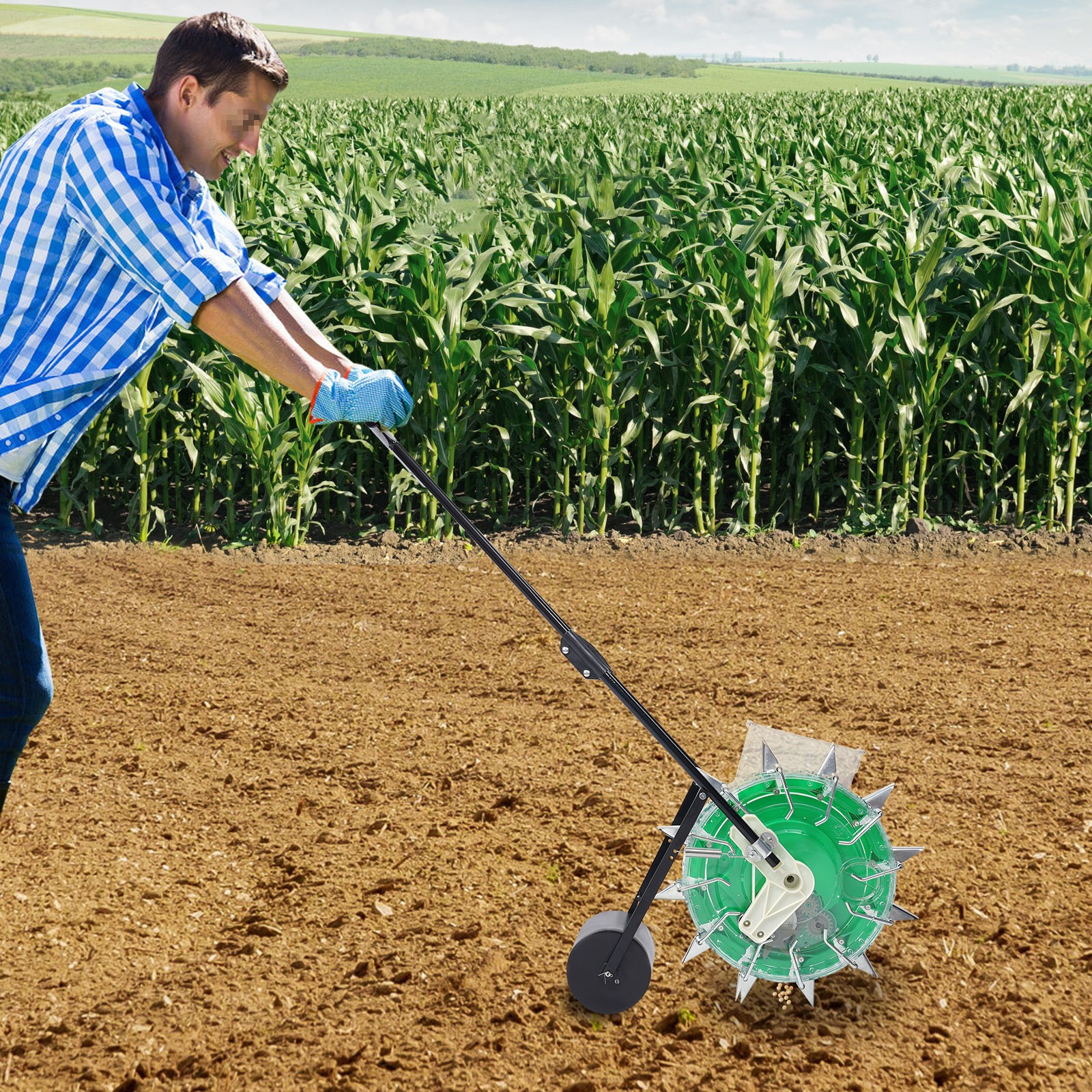 Seeder Machine Hand Push Roller Manual Soy Corn Carousel Precision Seeding Tool