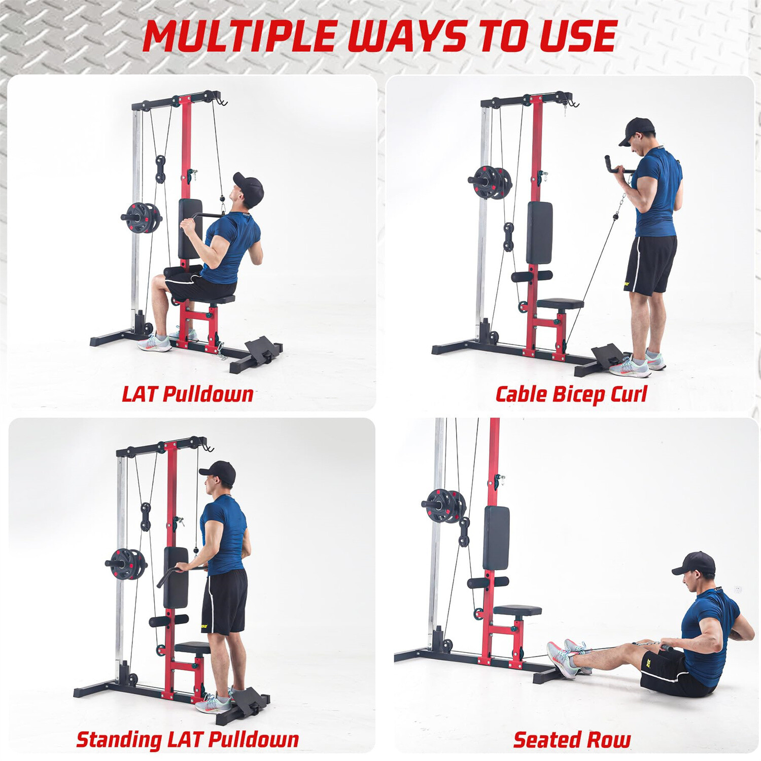 Multi-Functional LAT Pulldown Machine Cable Machine w/ High & Low Pulley Station