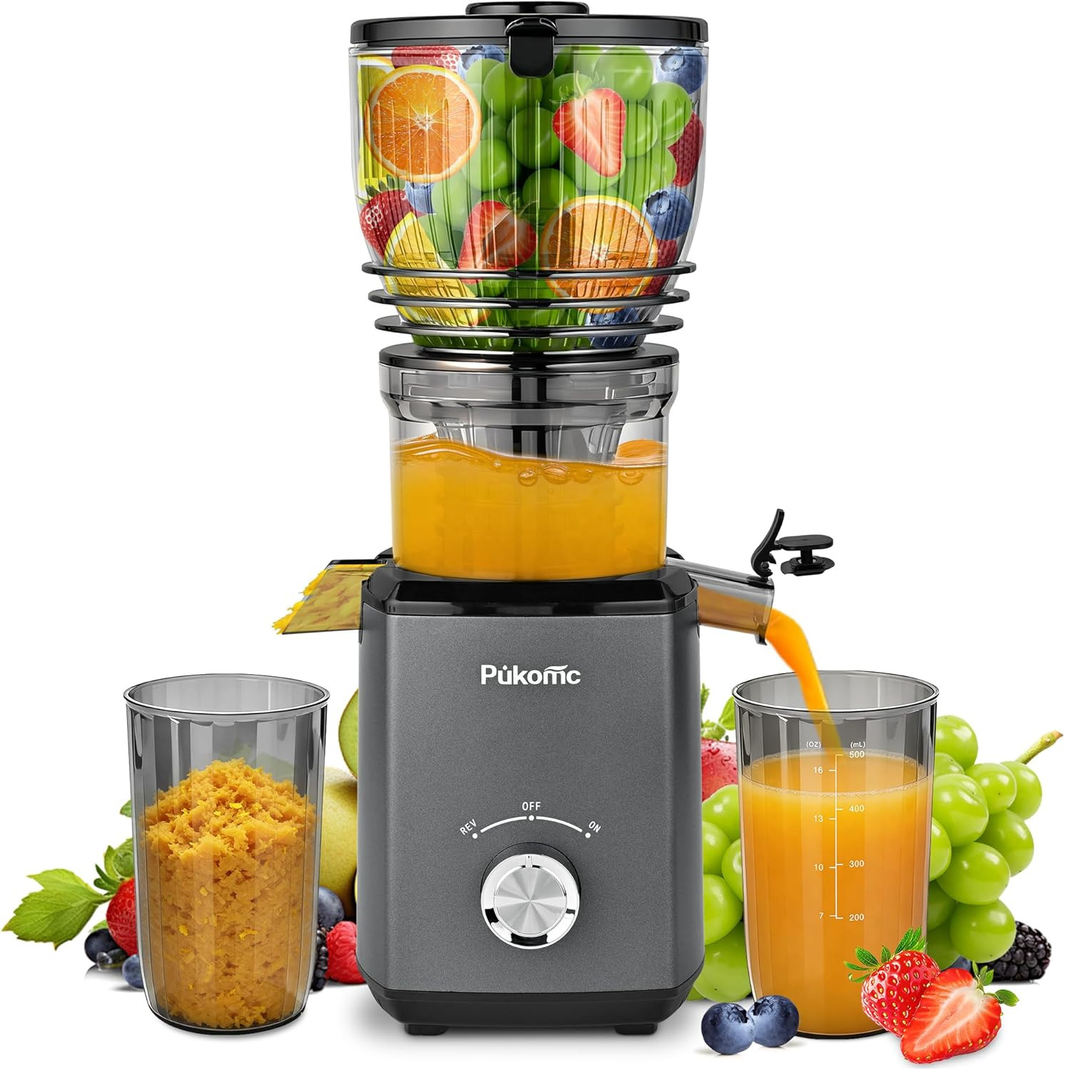 Cold Press Juicer, 5.8-Inch Wide Feed Chute for Whole Fruits and Veget...