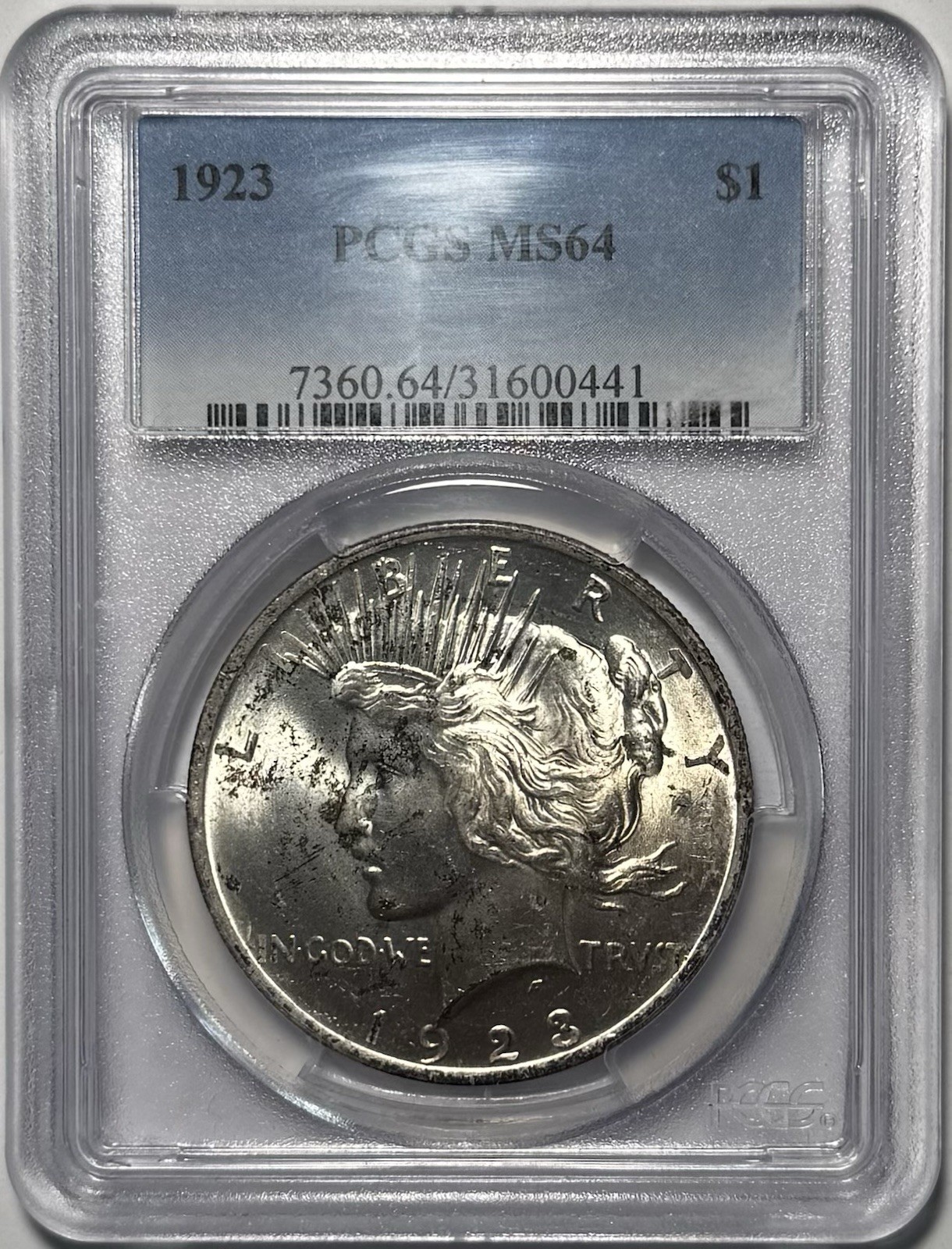 1923 Peace Dollar PCGS MS64 Silver Coin $1